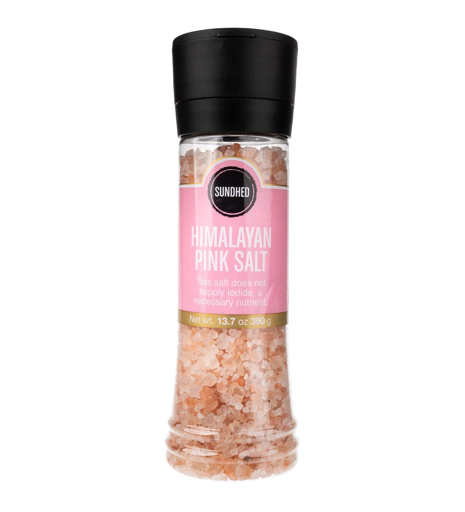 Sundhed Pink Himalayan Gourmet Salt (Course) in Grinder | 390 Grams (13.75 oz) | Natural Rock Salt for Seasoning | Keto Friendly and Kosher Certified 13.7 Ounce (Pack of 1)