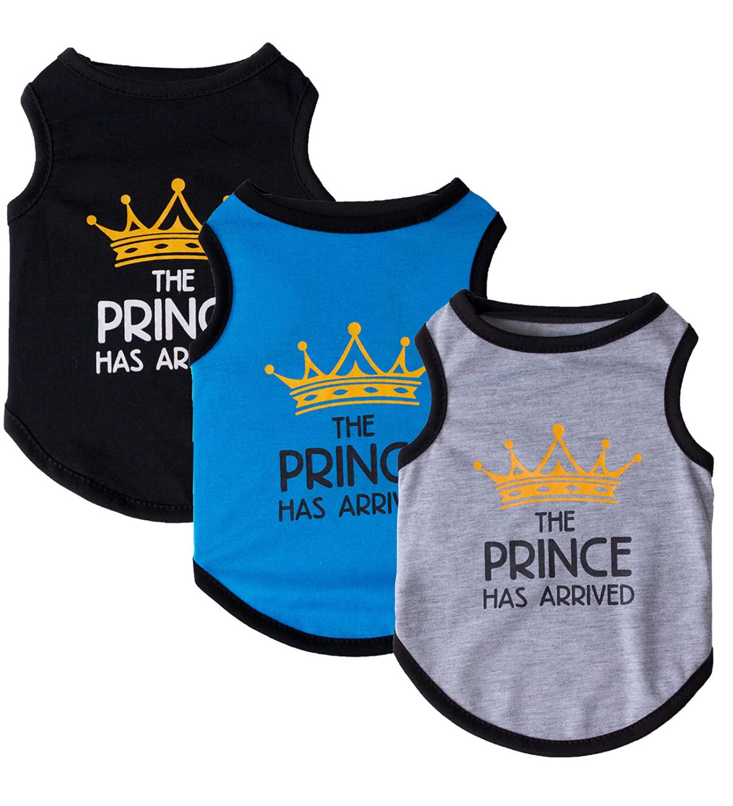 3-Pack Printed Dog Clothing - Princess & Prince T-Shirts for Small to Medium Dogs | Cute Pet Costumes (Blue XL) - Buy Online on SooperMarket.com