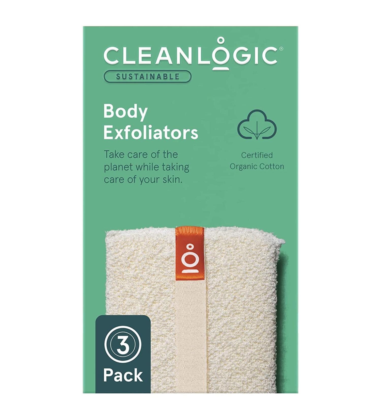 Cleanlogic Organic Cotton Exfoliating Body Scrubber - 3 Pack Reusable Exfoliator for Smooth Skin - Daily Skincare Routine Essential - Buy Online on SooperMarket.com
