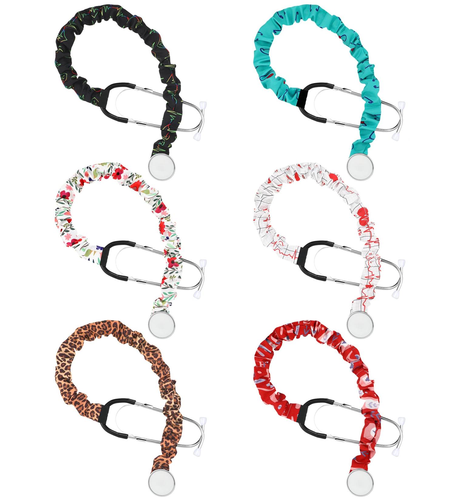 6 Pieces Stethoscope Cover Scrunchie - Elastic Fabric Sleeves for Nurses & Doctors | Compatible with Various Stethoscopes - 6 Stylish Neck Wraps - Buy Online on SooperMarket.com