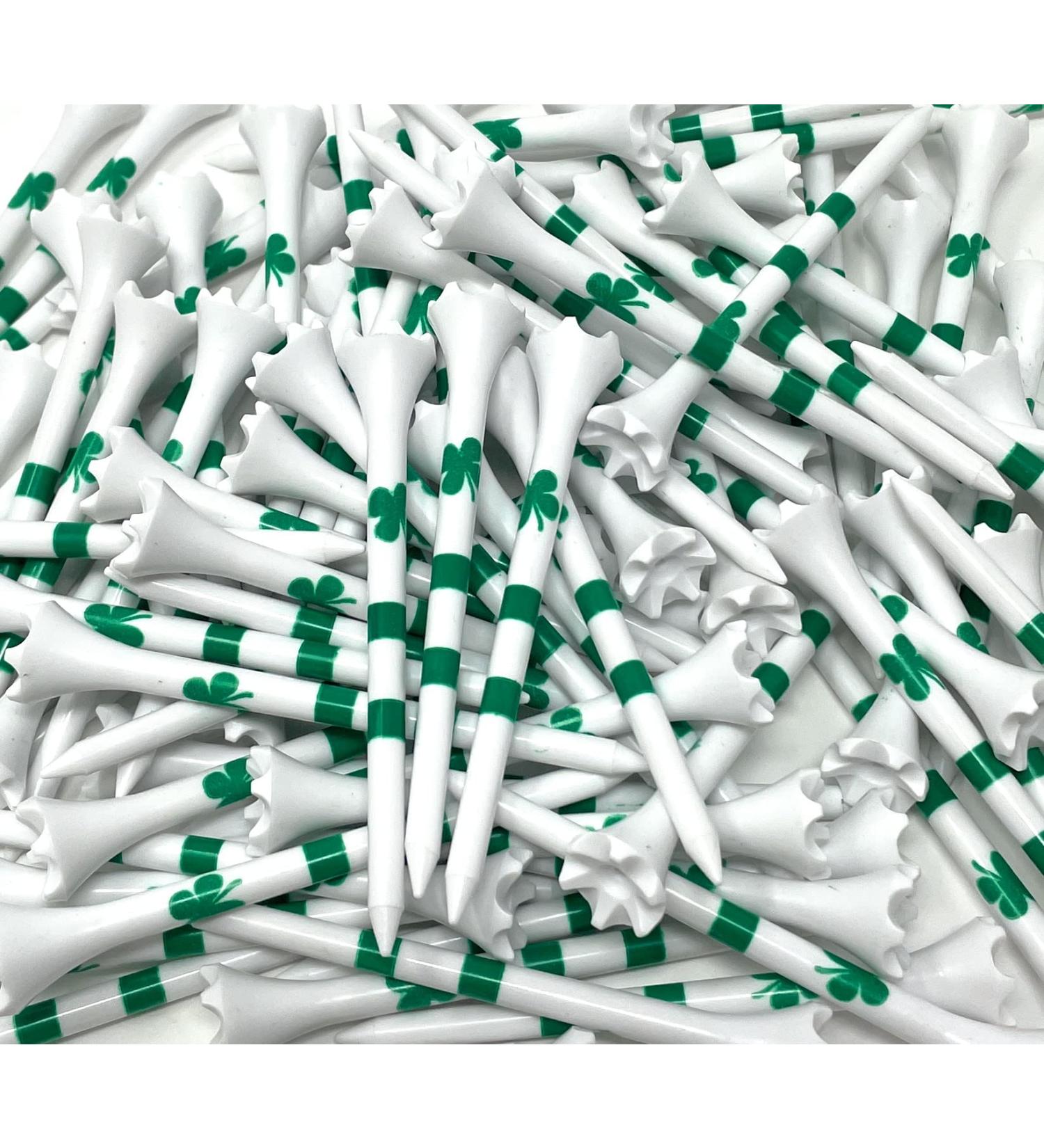 NorthPointe Four Leaf Clover Shamrock Plastic Golf Tees - White/Green (100 Pack) - Buy Online on SooperMarket.com