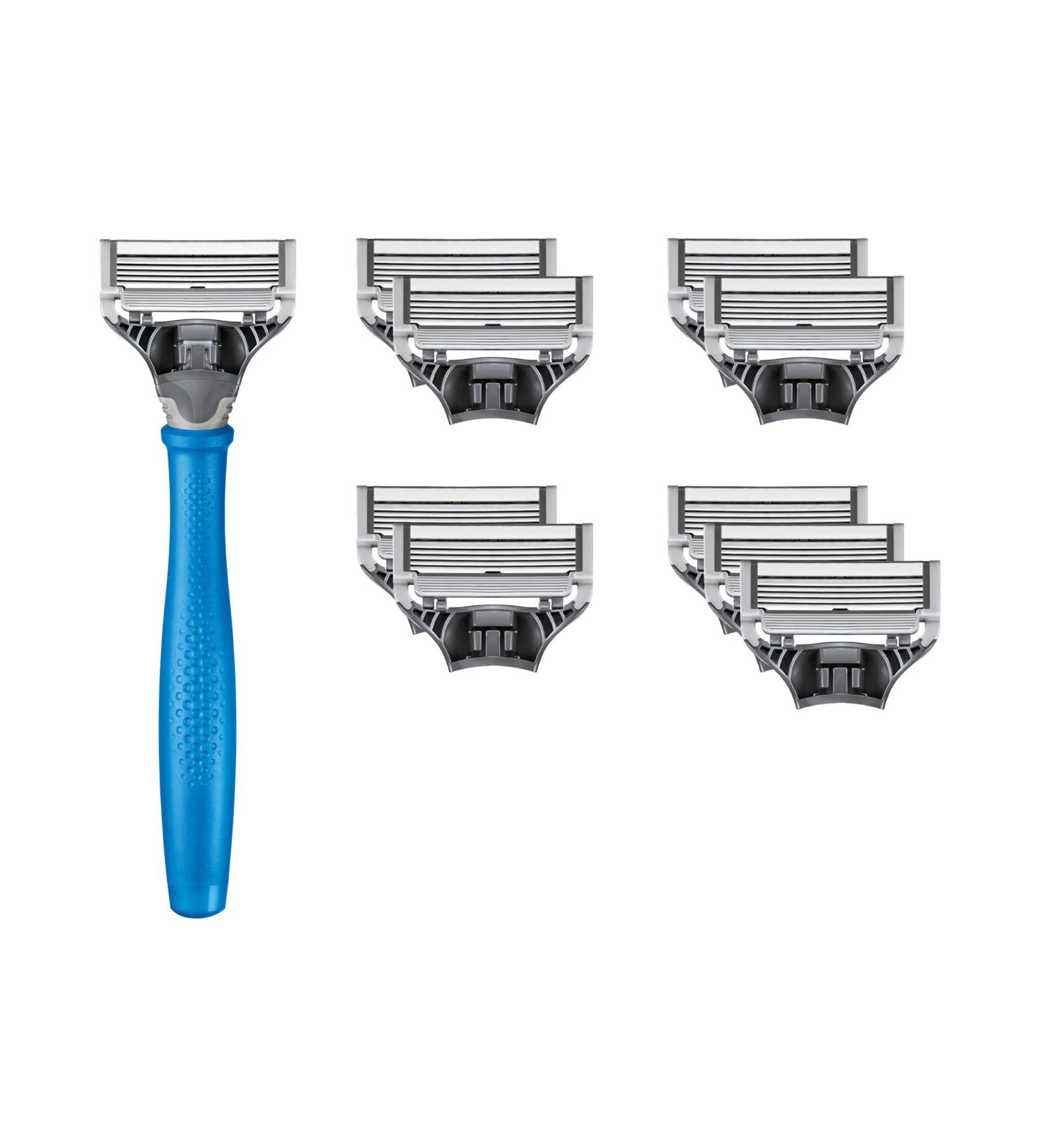Harry s Wet Razor for Men - Complete Shaving Set with Blue Handle & 10 Replacement Blades | Premium Men s Grooming Essentials - Buy Online on SooperMarket.com