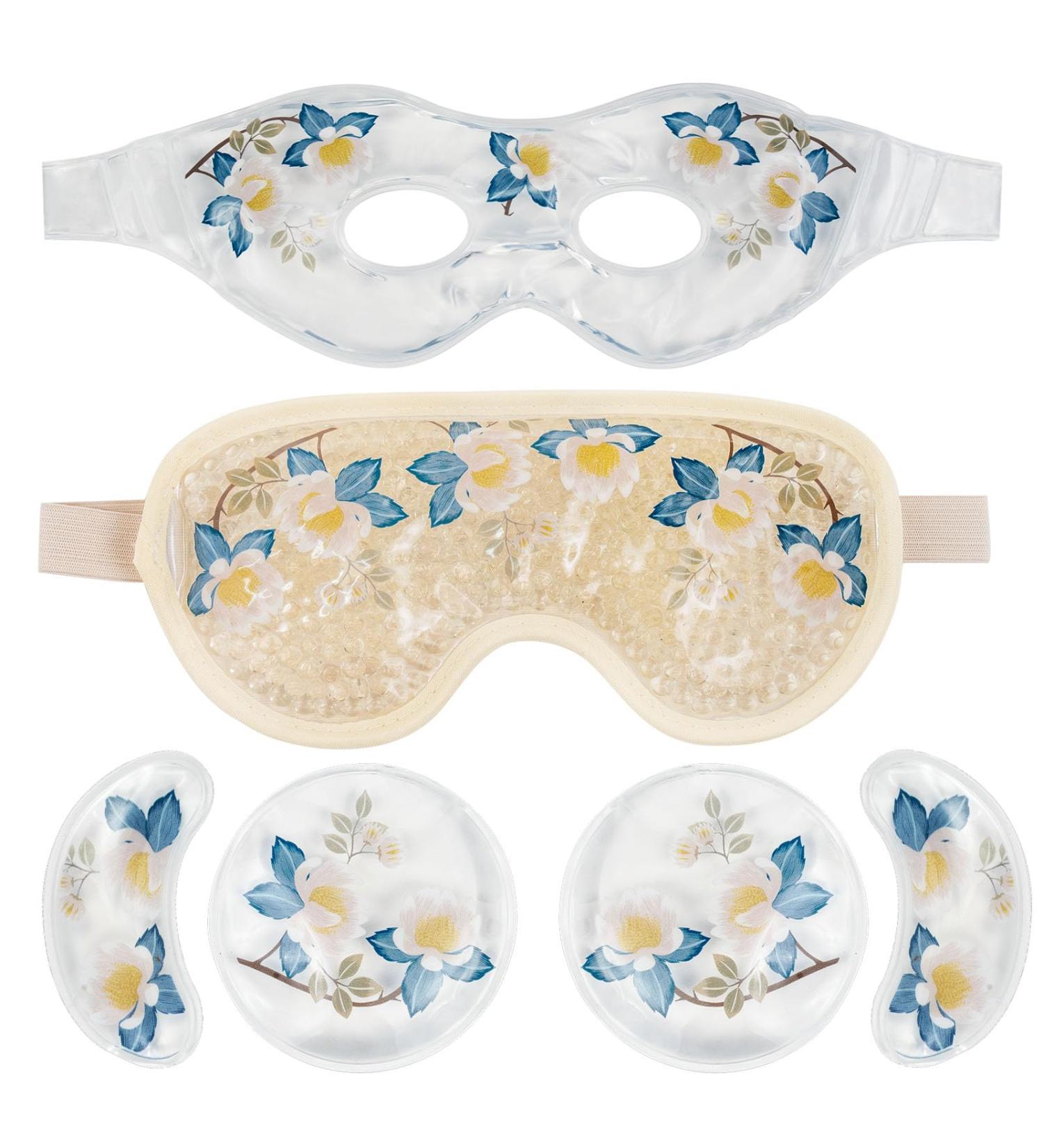 Camellia Cooling Gel Eye Mask Set - Reusable Cold/Hot Compress for Puffiness, Migraine, Dark Circles - 4 PCS - Buy Online on SooperMarket.com
