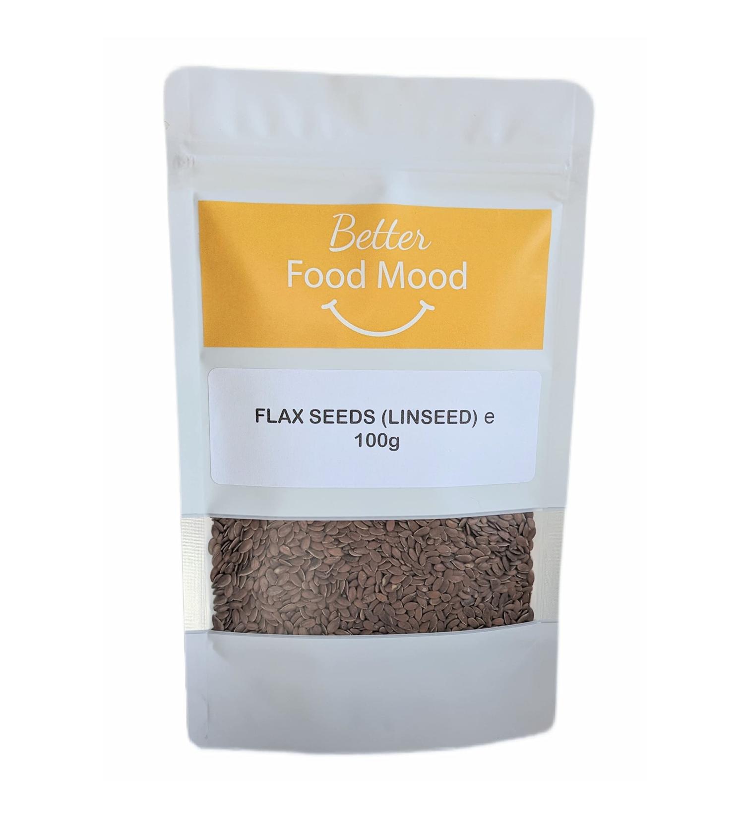 BetterFoodMood Raw Linseed/Flaxseed 100g | Ready to Eat | Unsalted Unroasted | Rich in Omega 3s | High in Protein | for Smoothies Oatmeal Baking - Buy Online on SooperMarket.com