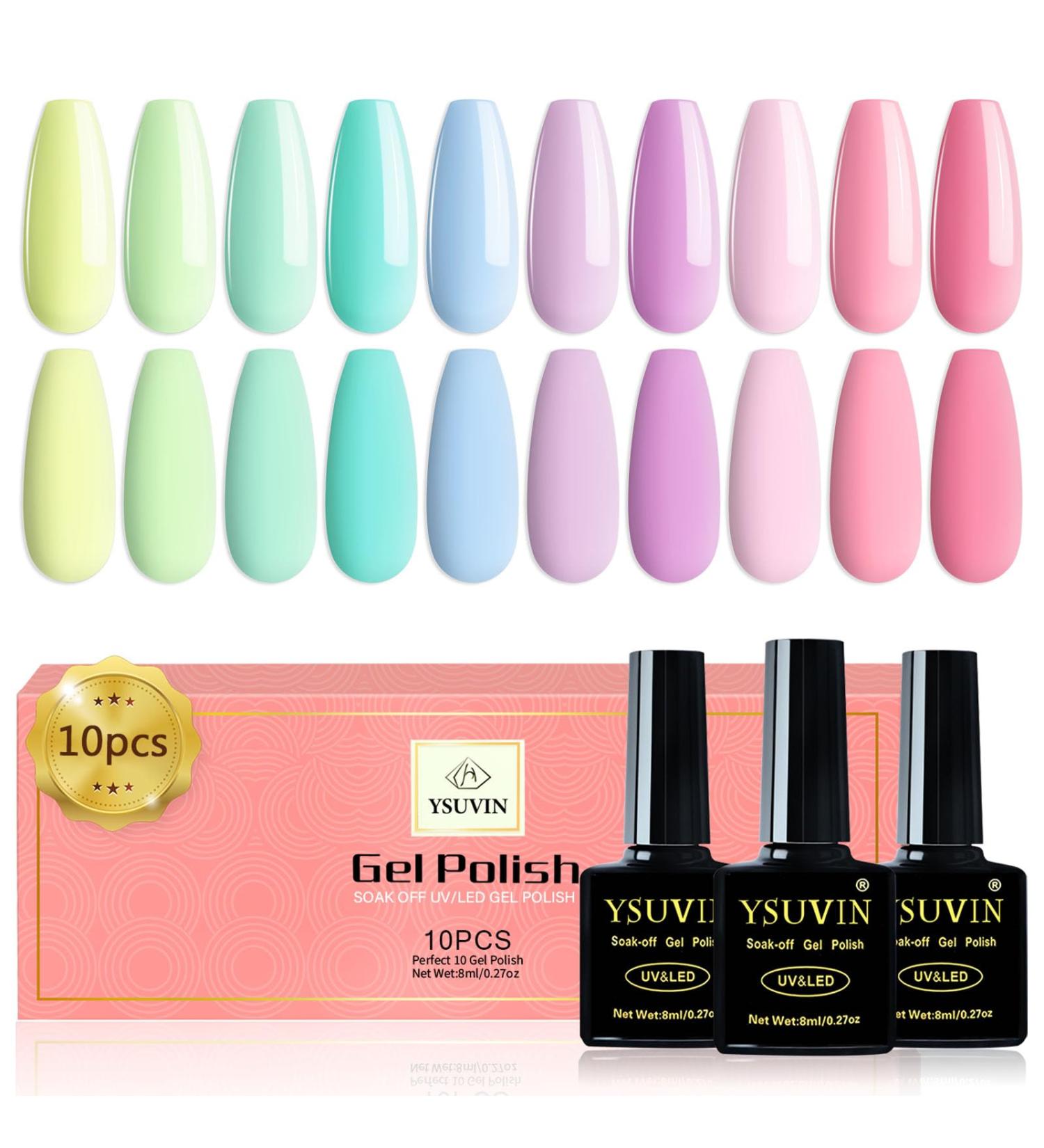 Yueshop Pastel Gel Nail Polish Kit - 10PCS 8ml Macaron Candy Colors for Summer DIY Manicure - Buy Online on SooperMarket.com
