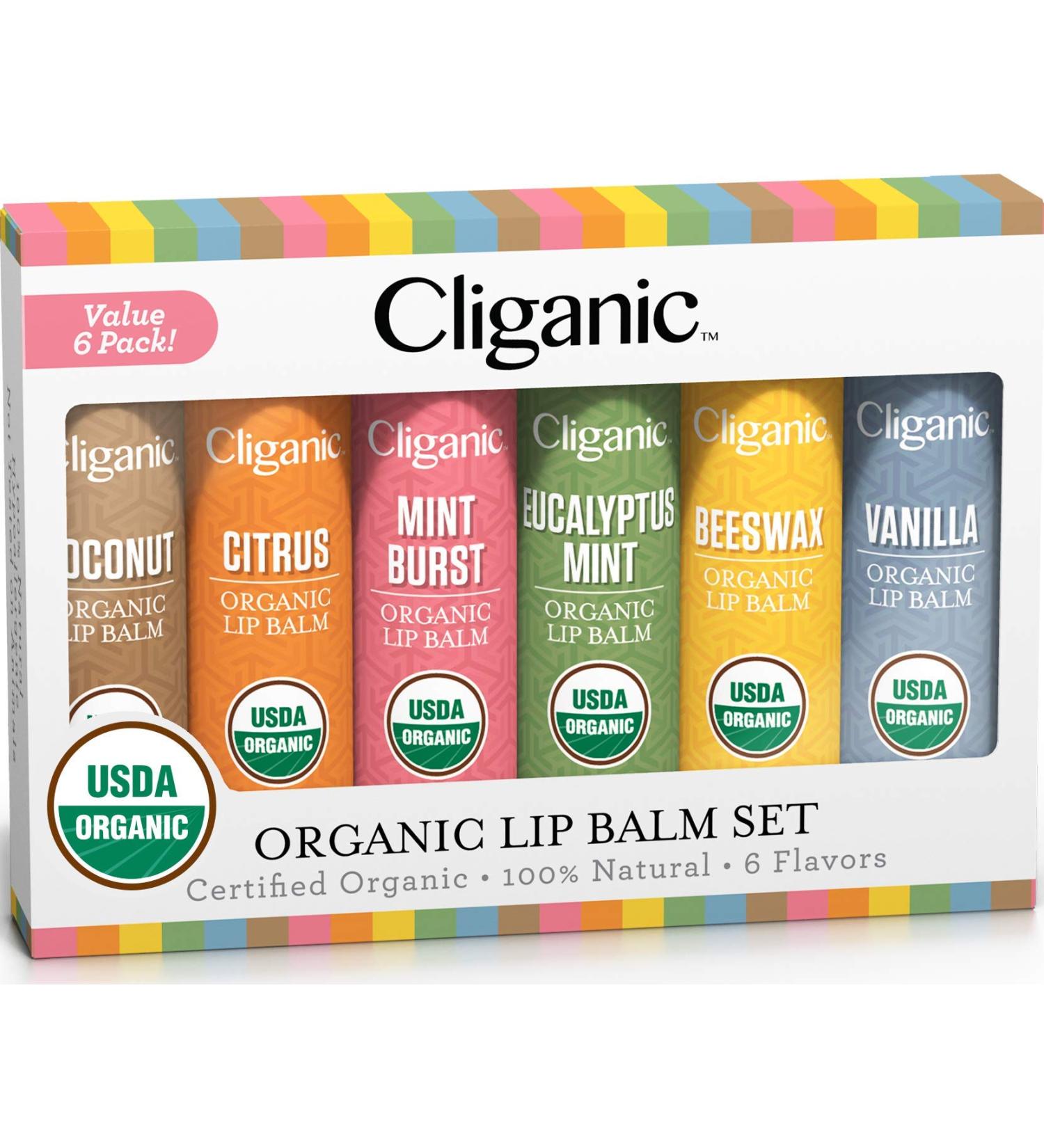 Cliganic Organic Lip Balm Set - 6 Pack, 0.15 fl oz Each | Natural Hydration - Buy Online on SooperMarket.com