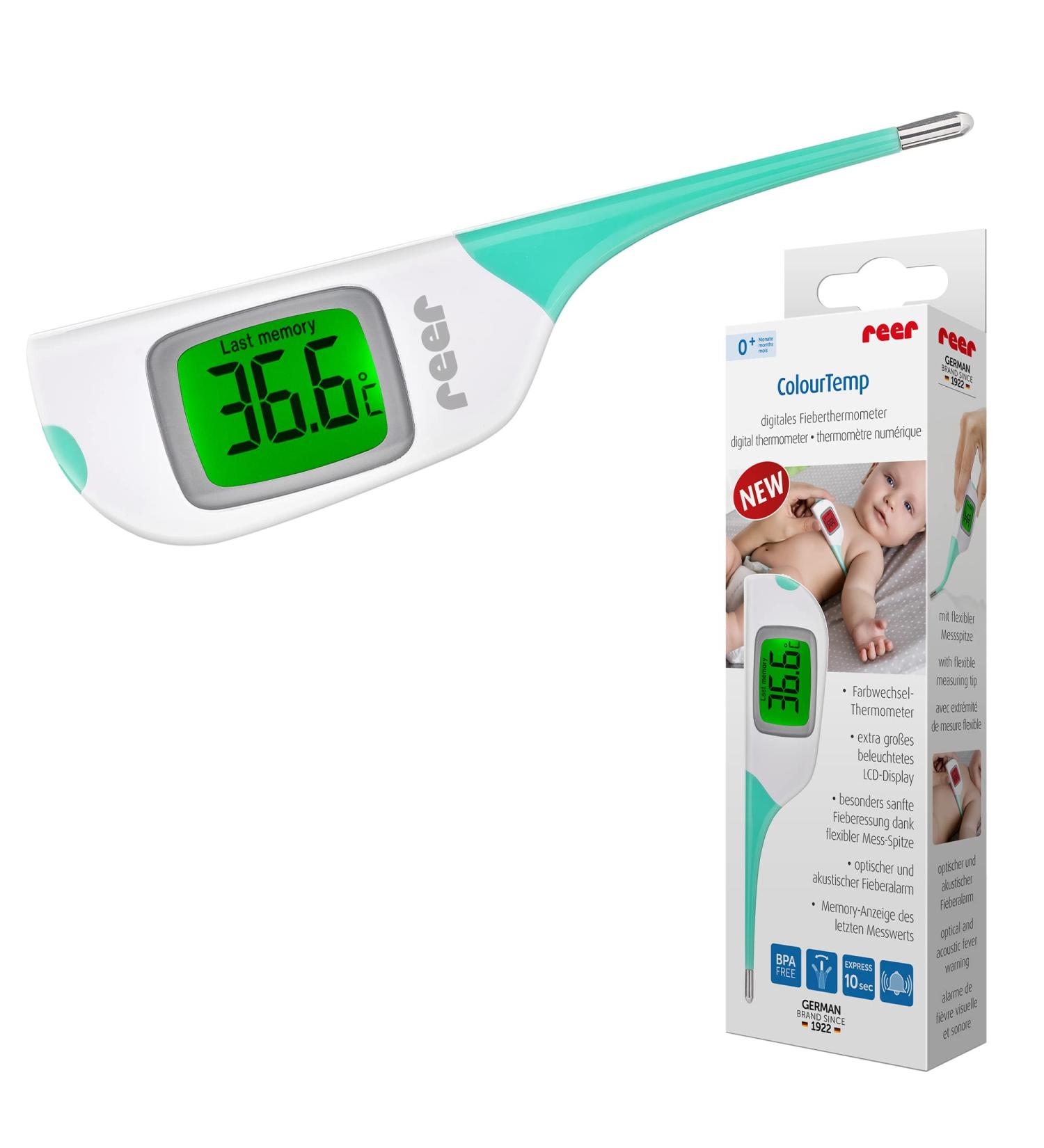 Reer ColourTemp Digital Fever Thermometer for Babies - Large Display & Coloured Fever Alarm - 1 Pack - Buy Online on SooperMarket.com