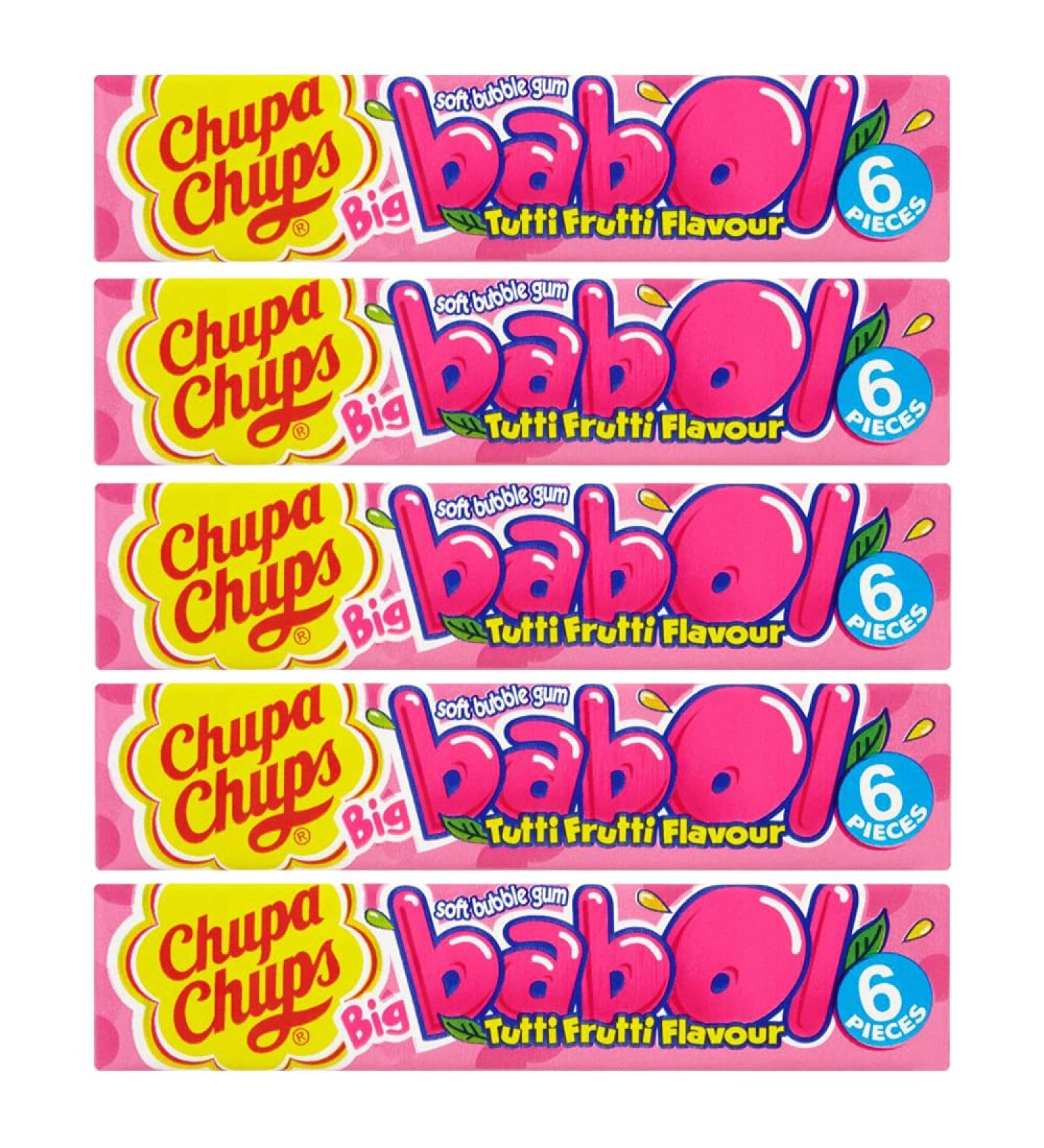 5 x 6 pieces of soft chewing gum fruity sweet snack Tutti Frutti nibbles