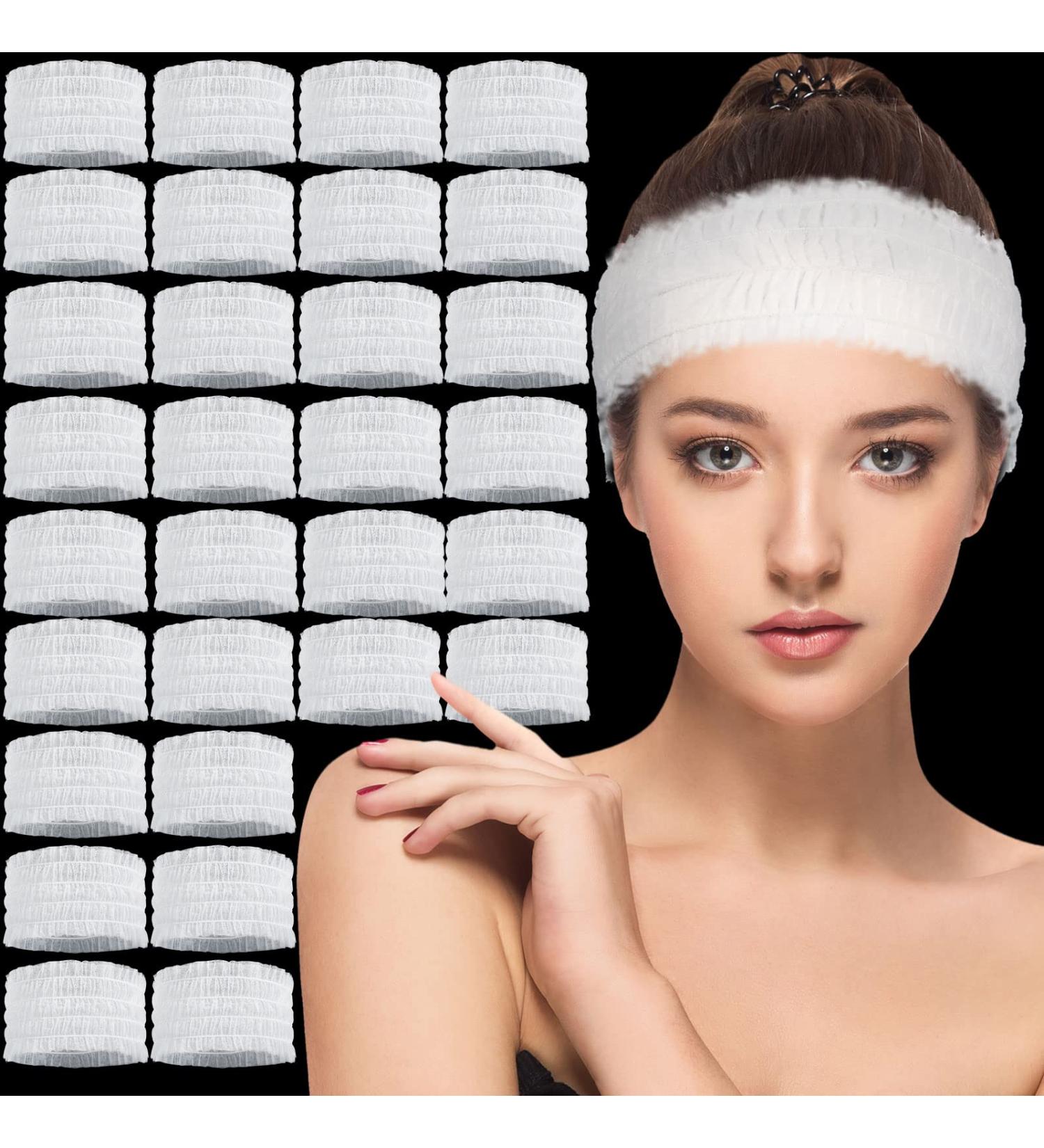 300 Count Disposable Spa Headbands - Non Woven Facial Hair Bands for Women - Elastic and Individually Packaged for Skin Care and Makeup - Sauna Supplies for Girls - Buy Online on SooperMarket.com