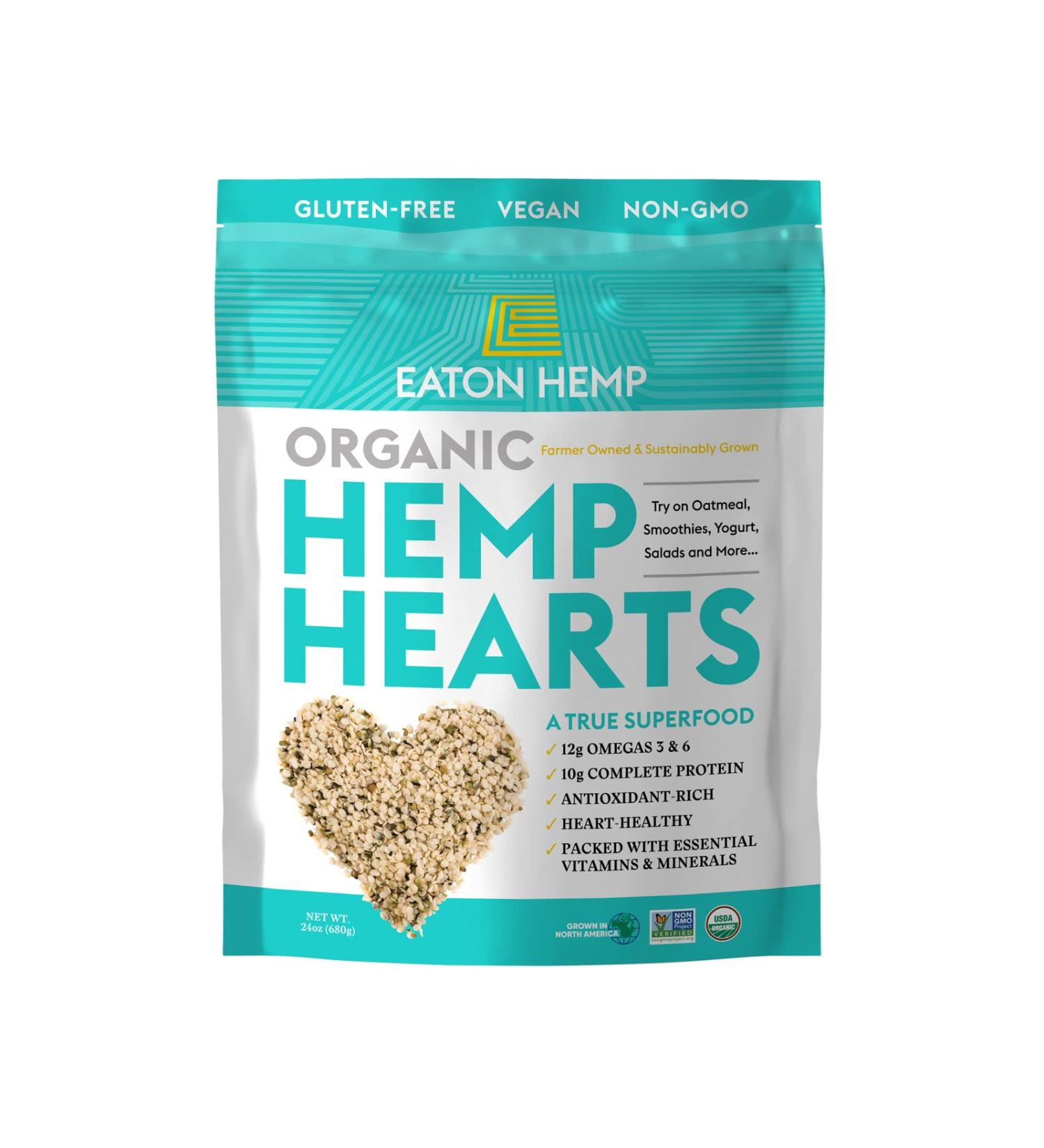 USDA Organic Eaton Hemp Hearts 24oz - Vegan Plant Protein with Omegas, Non-GMO, Gluten-Free - Paleo & Keto Friendly - Buy Online on SooperMarket.com