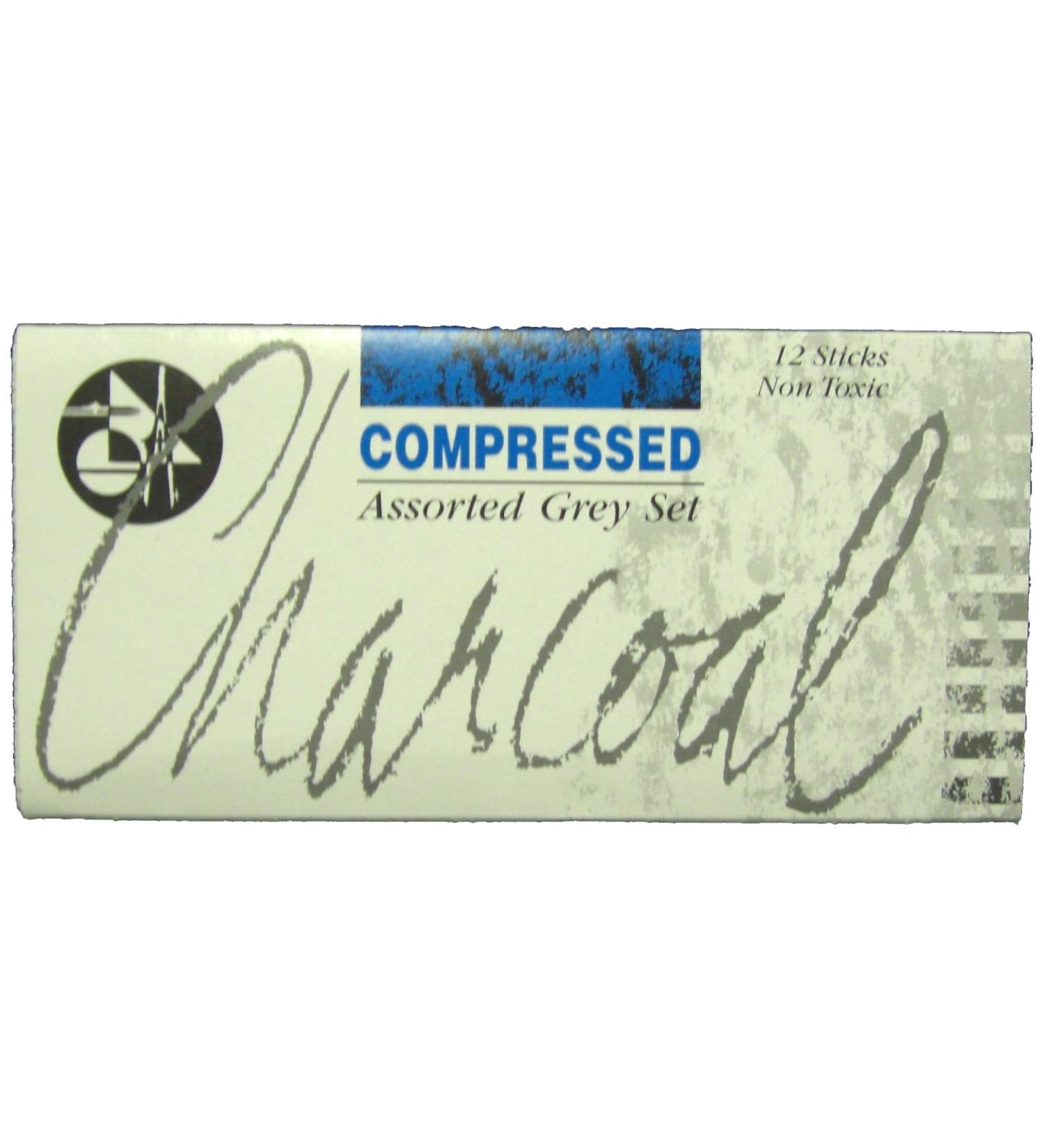 Jakar 7623 Assorted Greys Compressed Charcoal Stick (Pack of 12)