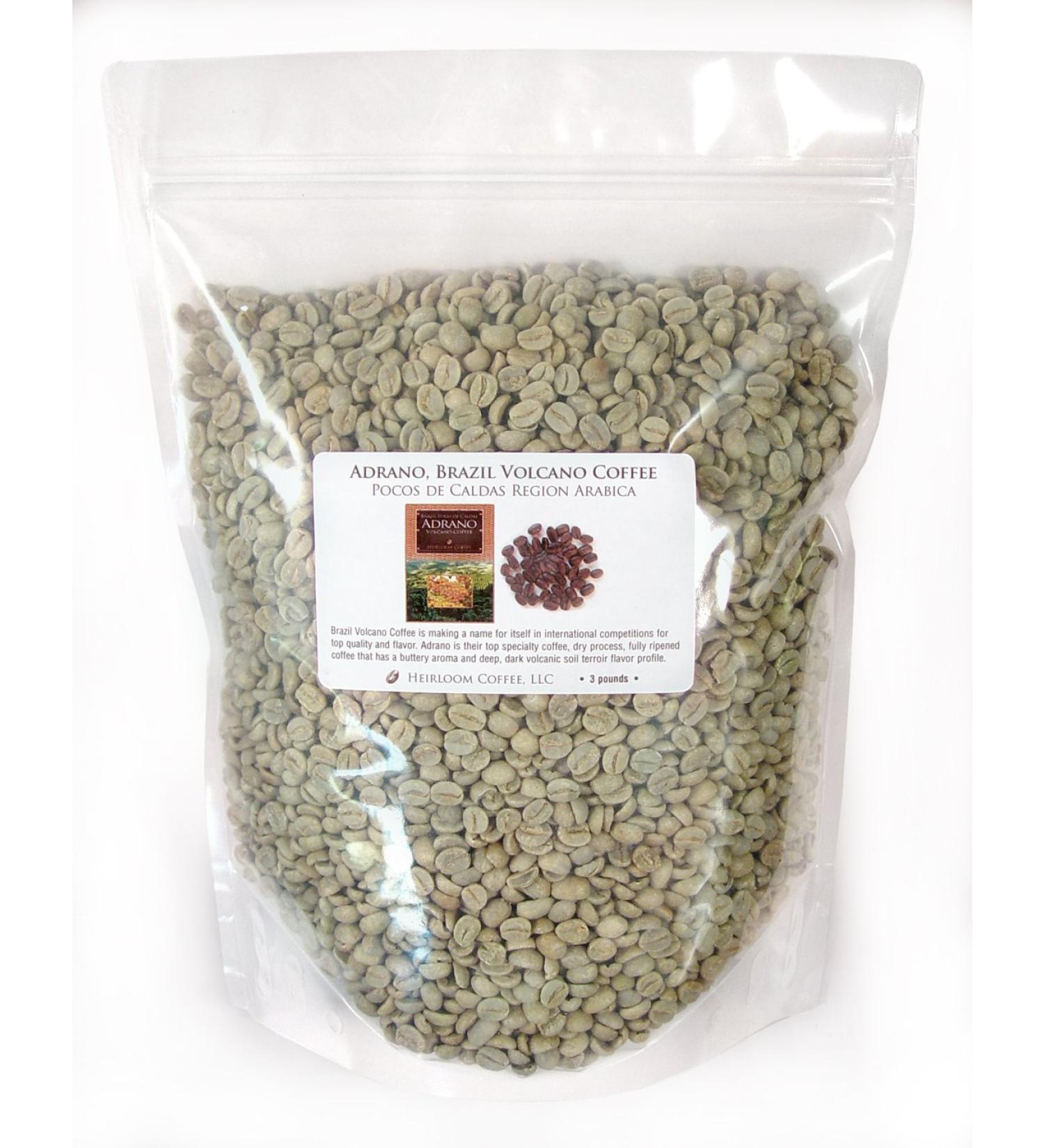 Brazil Adrano Volcano Coffee Green Unroasted Beans (3 LB) - Premium Quality - 100% Arabica - Direct From Farm - Sustainable Sourcing - Buy Online on SooperMarket.com