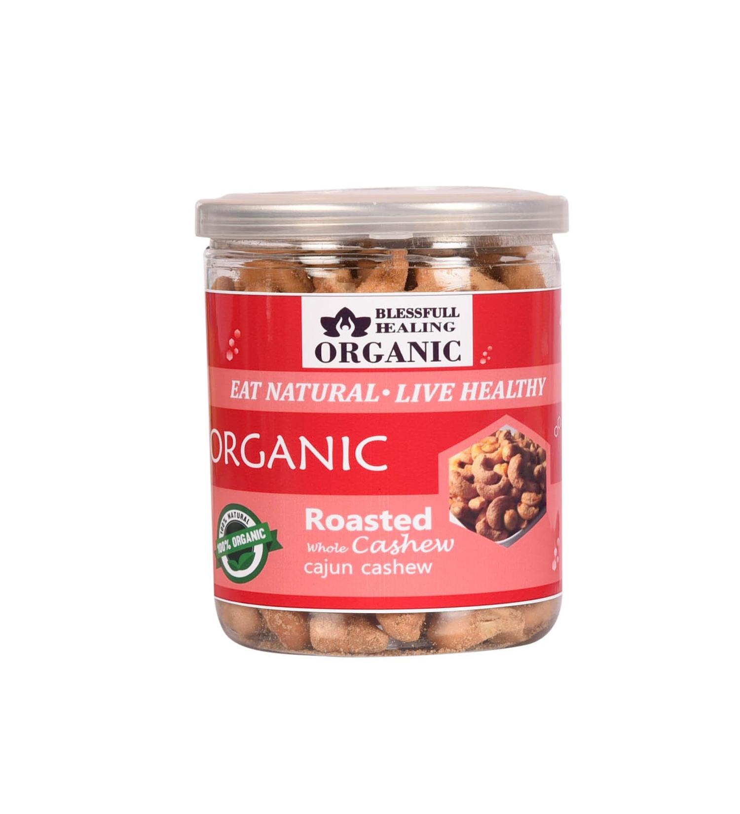 Blessfull Healing Organic Natural Vegan Cajun Roasted Whole Cashew Nuts Crunchy Kaju 300 Gram - Buy Online on SooperMarket.com