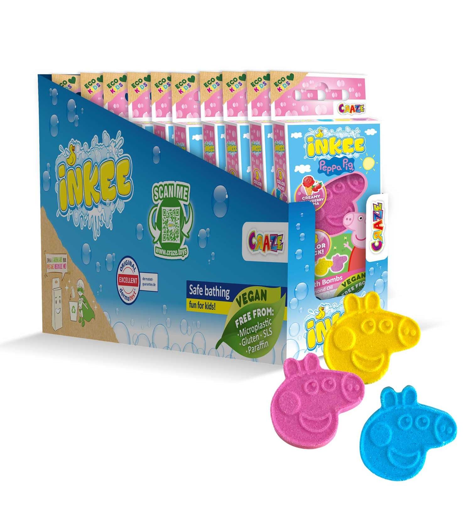 INKEE Peppa Pig Mini Bath Bombs - Kids Pack of 10 | 30 Fun Colors Almond Oil & Strawberry Fragrance | Ideal for Bath Time Play - Buy Online on SooperMarket.com
