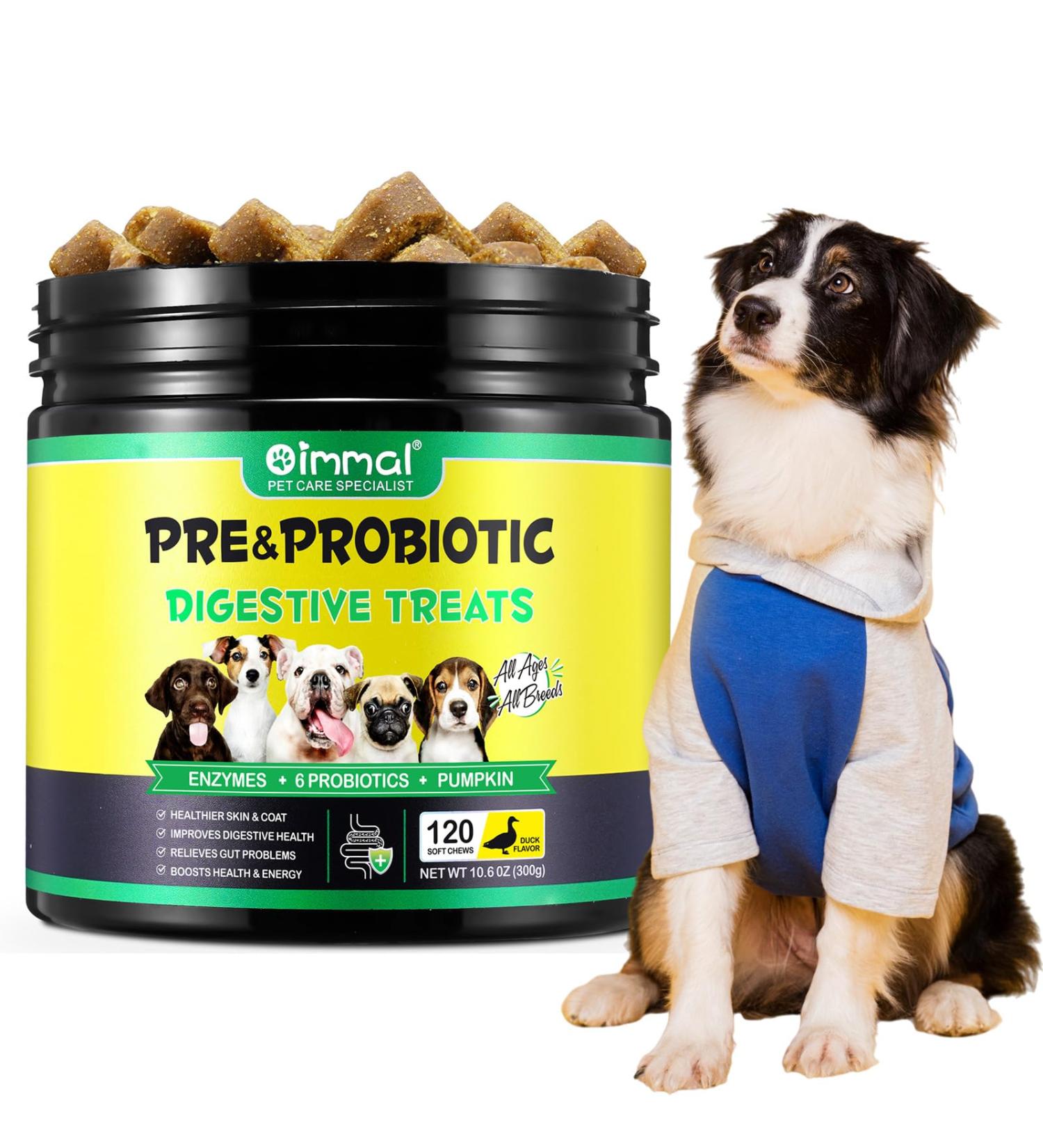 Digestive Probiotic Soft Chews for Dogs Canine Dietary Supplements and Immunity Support Chewable Vitamin Treats for Dogs- Duck Flavour 120 Tablets - Buy Online on SooperMarket.com