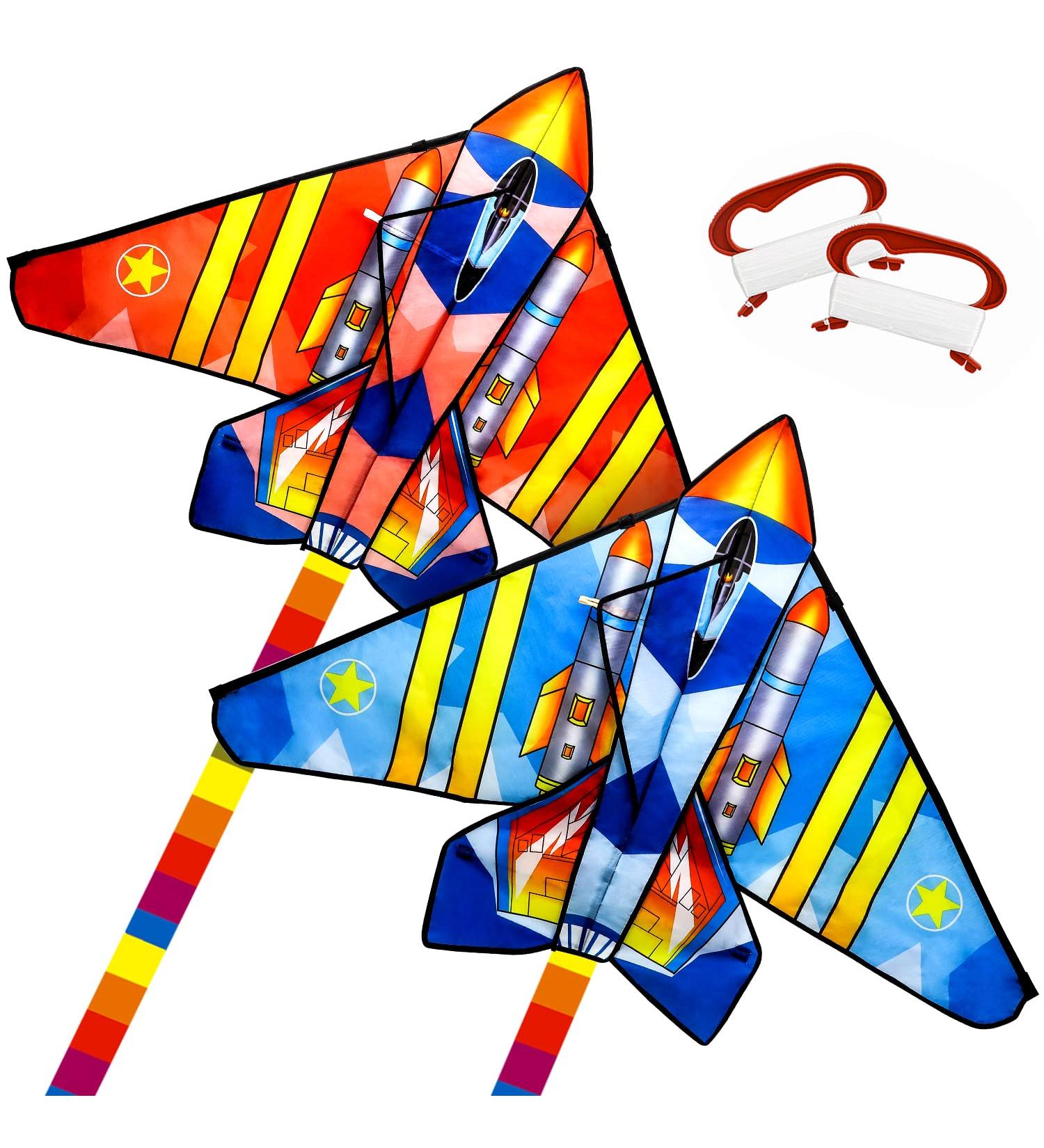 TOY Life 2 Pack Airplane Kites for Kids | Easy-to-Fly Large Beach Kite Set | Ideal Outdoor Gift for Children - Buy Online on SooperMarket.com