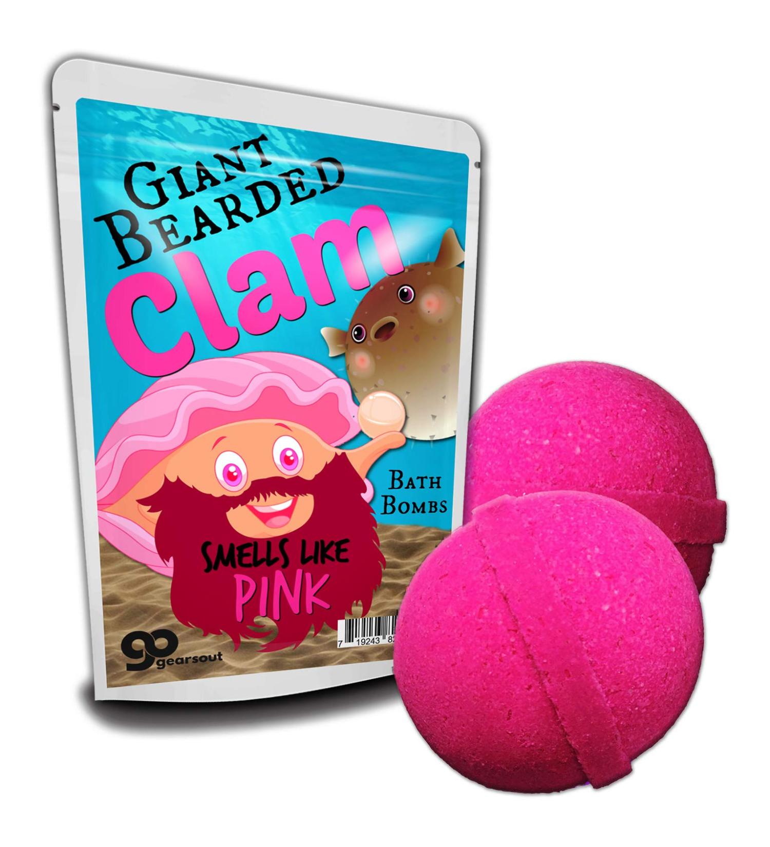 Giant Bearded Clam Bath Bombs - Funny Pink Design - XL Fizzers for Women - Handcrafted in USA - 2 pk - Buy Online on SooperMarket.com