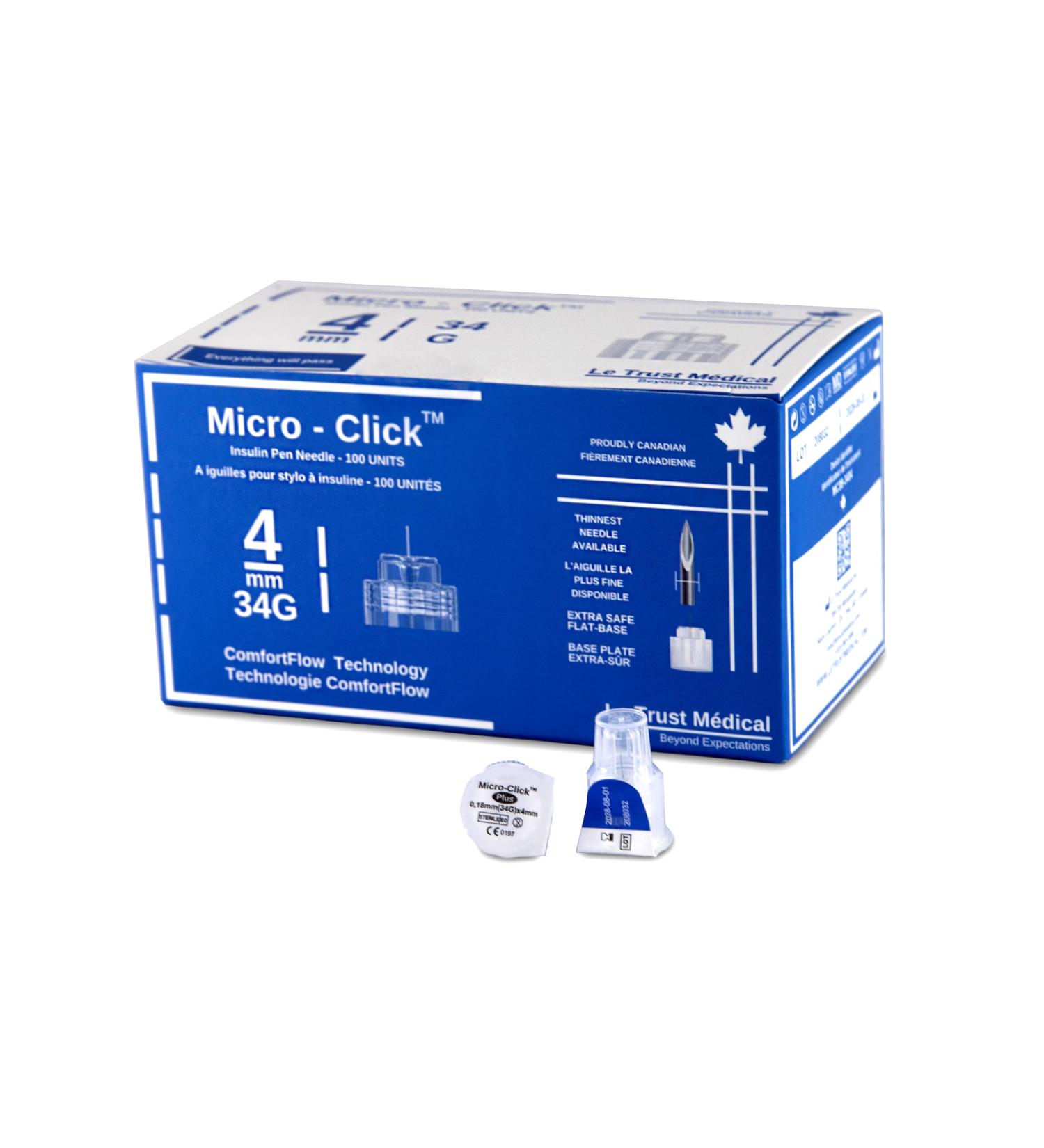 4mm 34G Micro-Click Diabetic Pen Needles 100 pen needles Insulin Pen Needles ozempic needles - Buy Online on SooperMarket.com