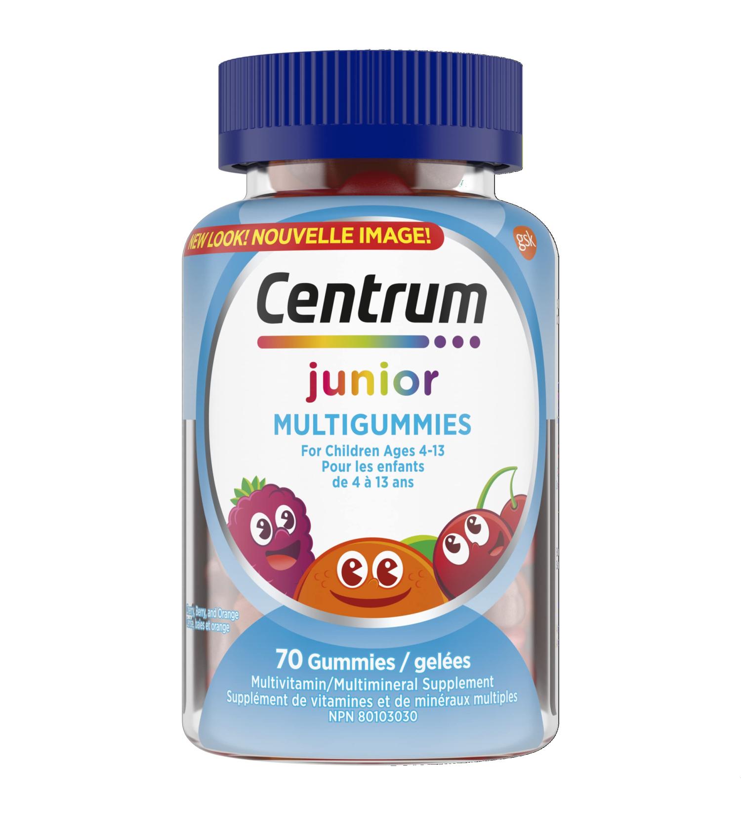 Centrum Junior Multigummies Multivitamins Gummies Kids Multivitamin Gluten-Free Orange Cherry & Berry Flavours Mineral Supplement 70 Count (Packaging May Vary) - Buy Online on SooperMarket.com