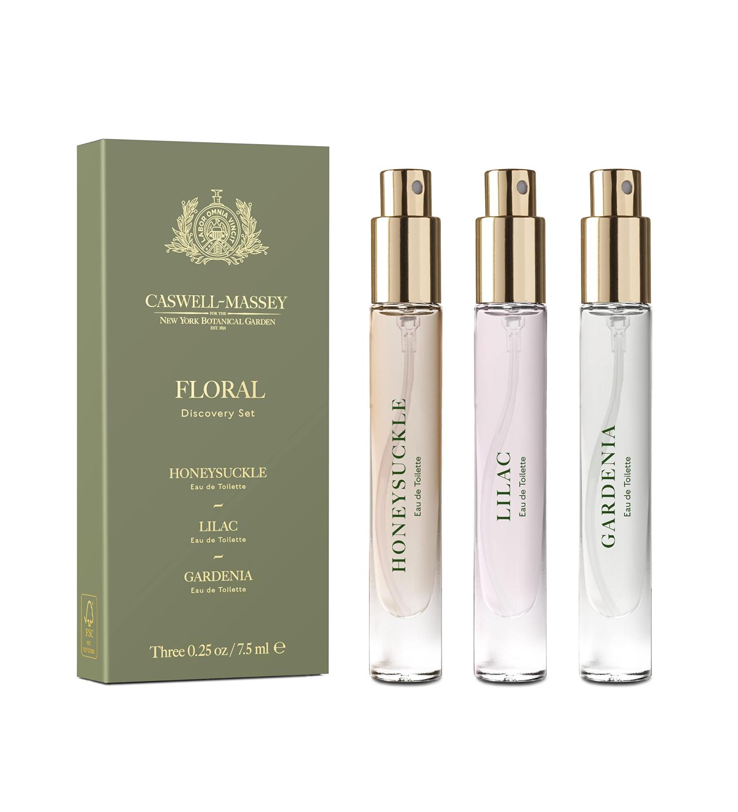 Caswell-Massey Floral Trio Discovery Set | Gardenia Lilac & Honeysuckle Travel Size Perfume for Women - 0.25 Fl Oz Each - Buy Online on SooperMarket.com