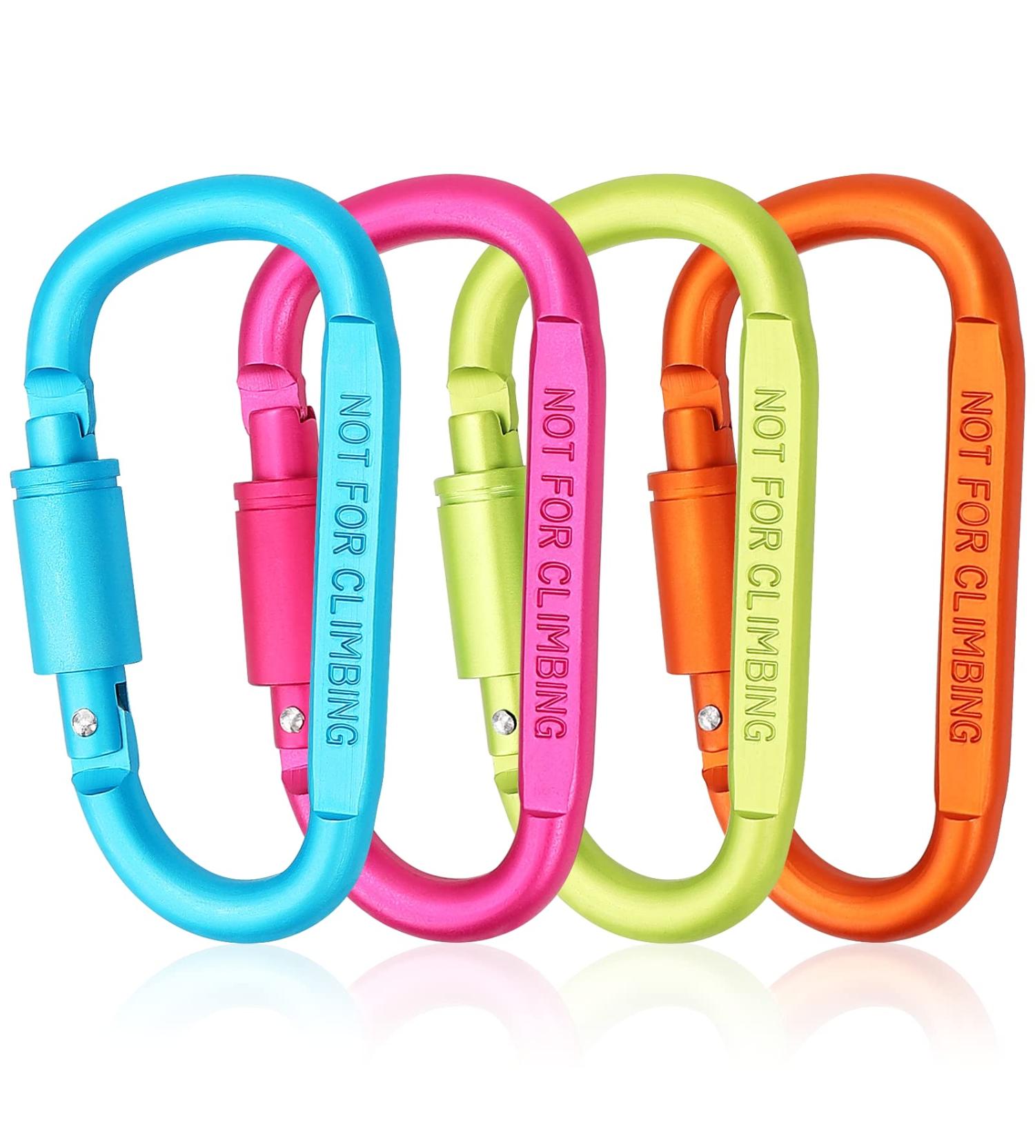 Craebuer 4 Pack 3 inch Aluminum D-Ring Carabiner Clips - Locking Snap Hook for Outdoor Camping & Hiking - Buy Online on SooperMarket.com