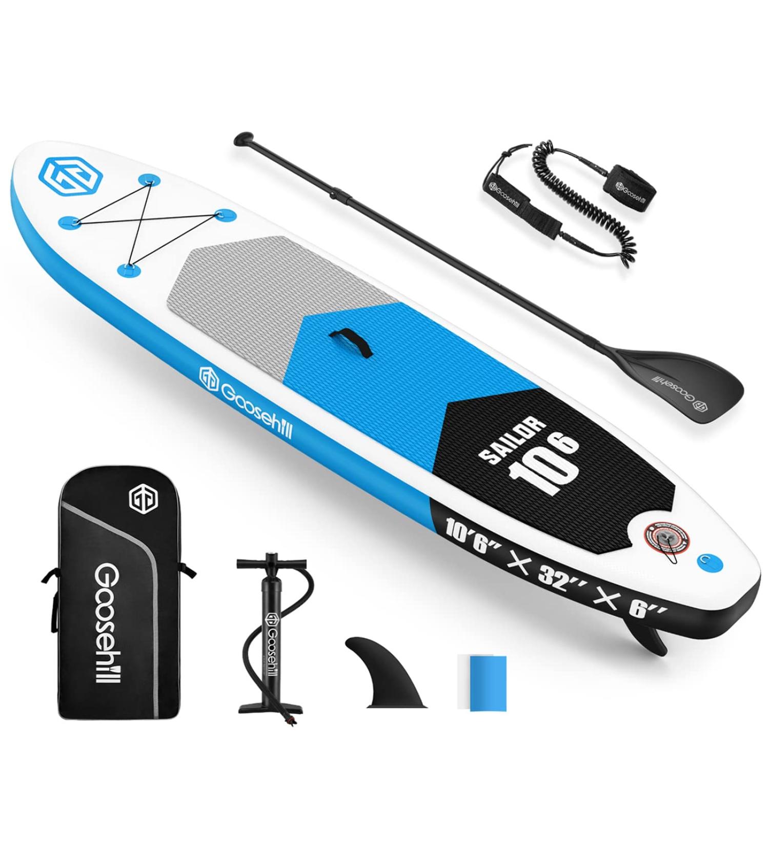 Goosehill 10'6 Inflatable Stand Up Paddle Board - Premium Sailor Blue SUP Package - Buy Online on SooperMarket.com