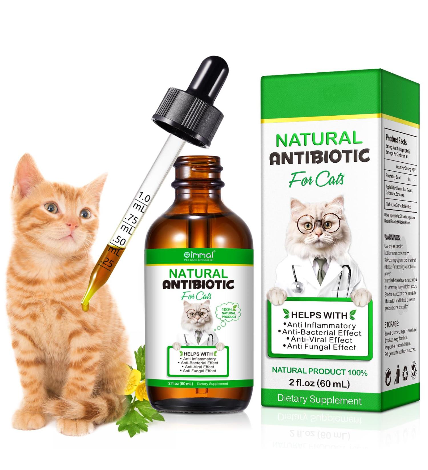 Natural Antibiotics for Cats | 2 Fl Oz Pet Supplements | Multivitamin & Allergy Itch Relief - Chicken Flavor - Buy Online on SooperMarket.com