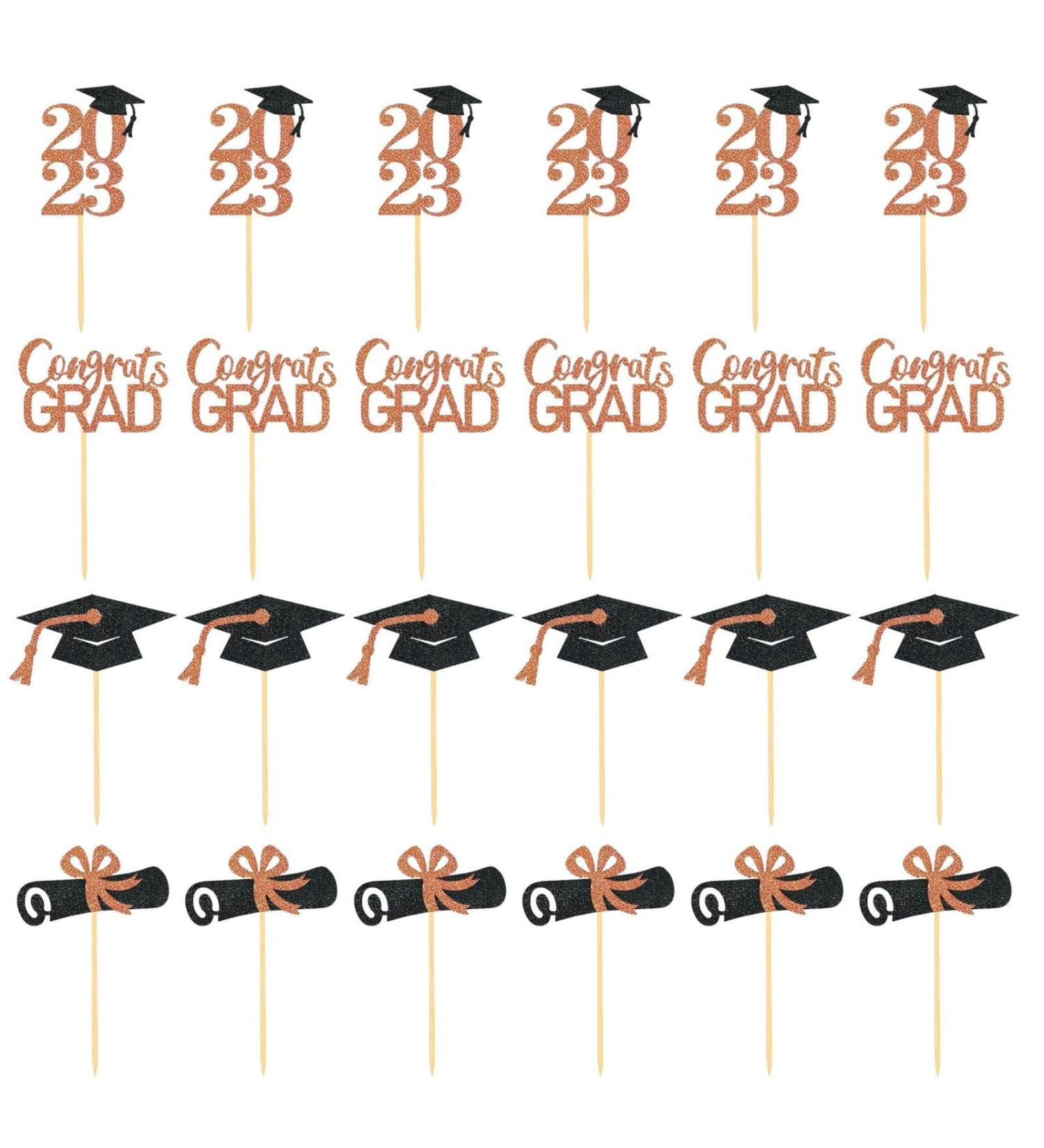 BAOK Graduation Cupcake Toppers - Graduation Theme Cupcake Toppers Class of 2023 Graduation Caps Cupcake Picks for Party Cake Decorations Supplies Rose Gold - Buy Online on SooperMarket.com