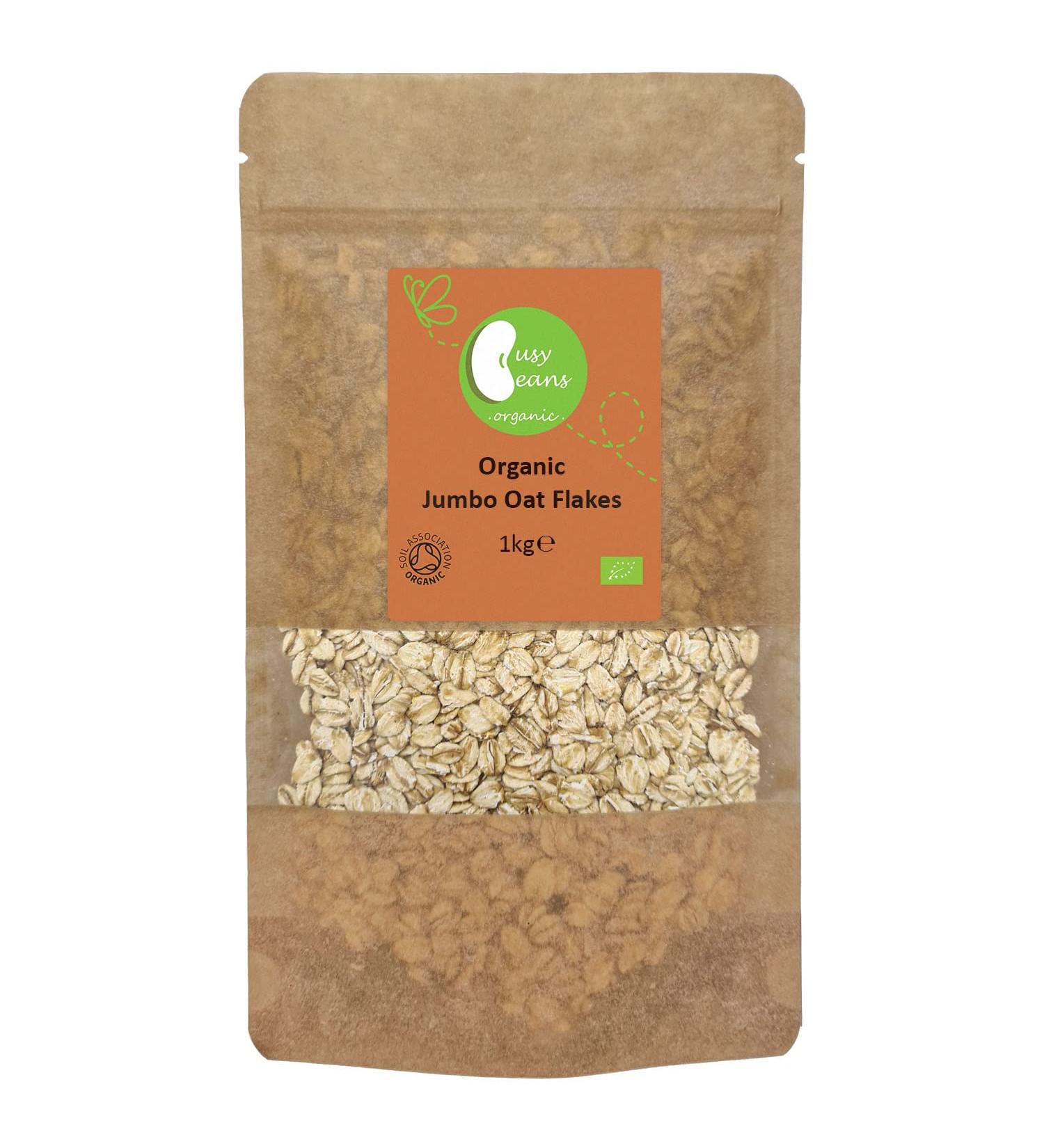 Organic Jumbo Oat Flakes (Porridge) - Certified Organic - by Busy Beans Organic (1kg) - Buy Online on SooperMarket.com
