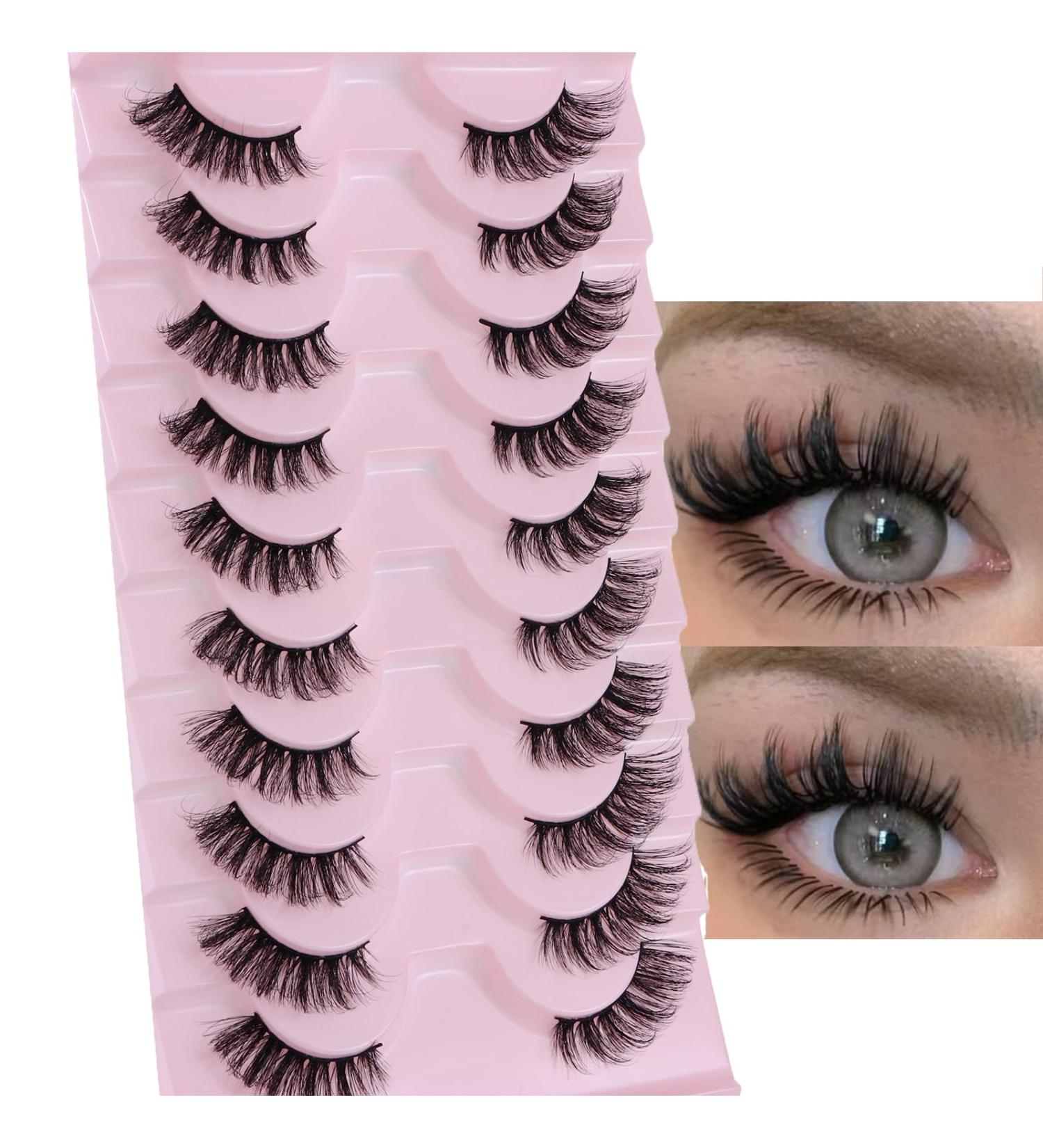 Outopen 10 Pairs Half Lashes - 3D Fluffy Cat Eye False Eyelashes - Natural Look & Reusable 15mm Curl Volume - Buy Online on SooperMarket.com