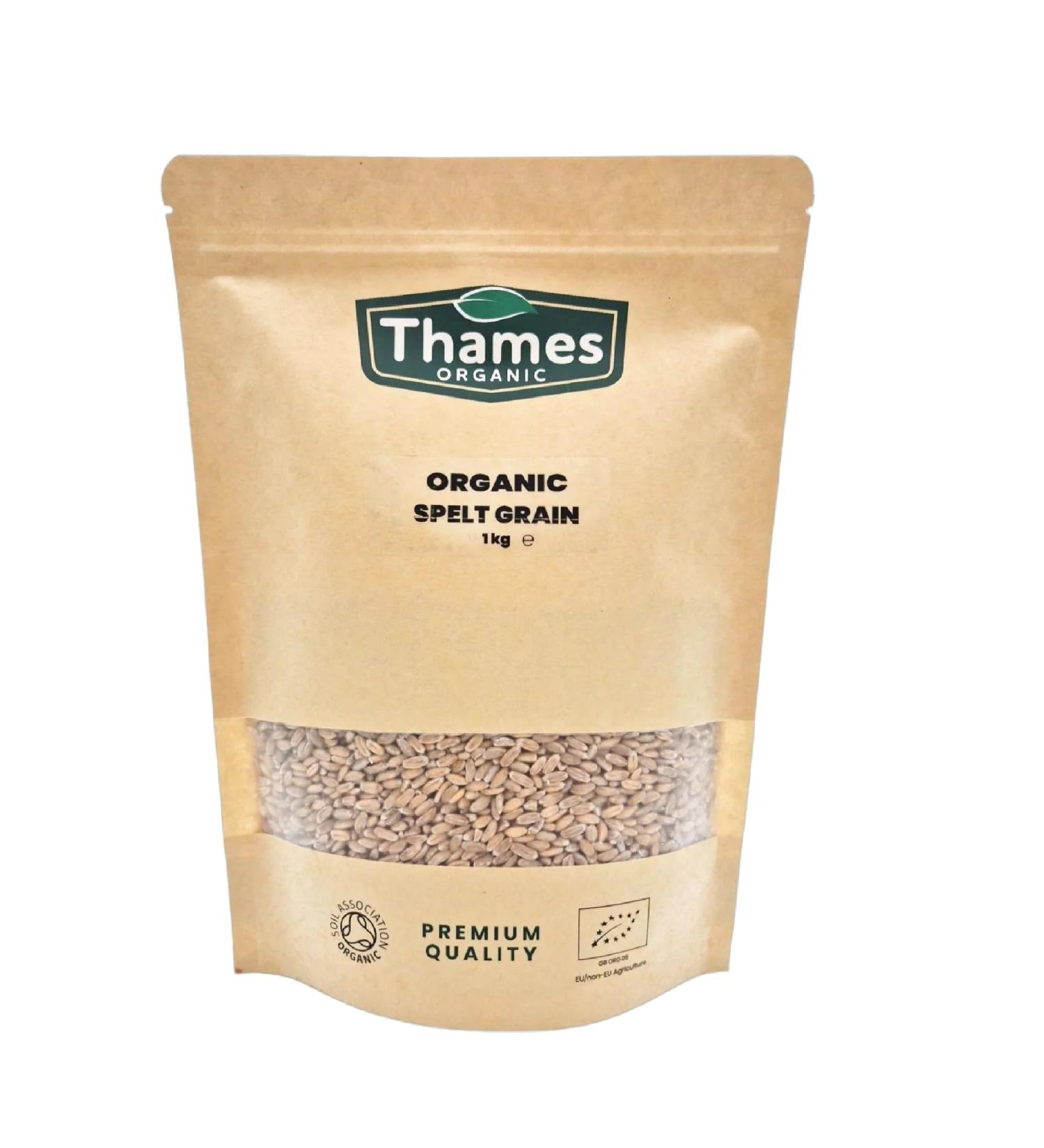 Thames Organic Spelt Grain Nutty & Hearty Versatile Whole Grain for Baking & Cooking Organic & Non-GMO Rich in Plant Protein & Fiber - Ideal for Vegan Vegetarian Diets 500g - Buy Online on SooperMarket.com