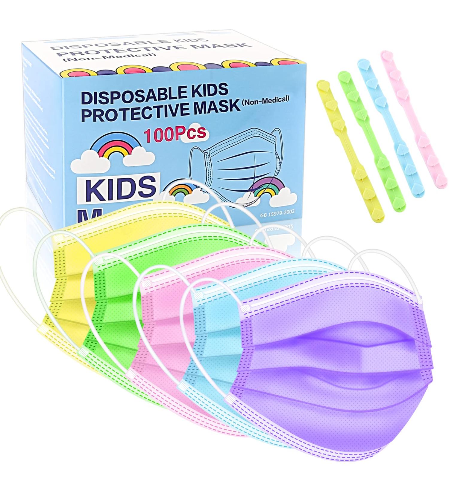 Rasav Kids Disposable Face Masks 100Pcs - Colorful & Cute 3 Ply Breathable Masks for Children - Girls & Boys - Buy Online on SooperMarket.com
