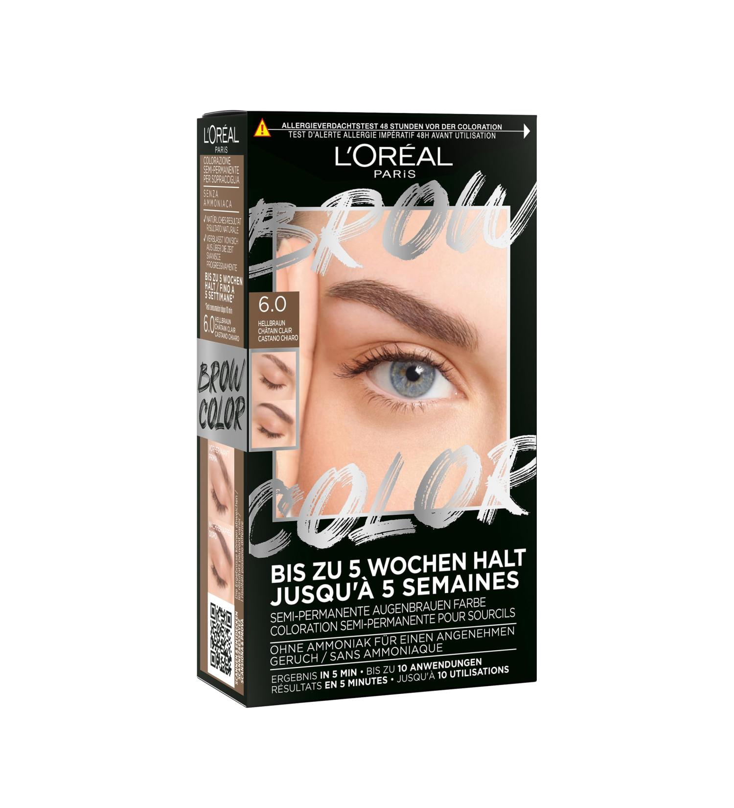 L'Or al Paris Ammonia-Free Eyebrow Color - 6.0 Light Brown Up to 10 Applications for a Bright Perfectly Maintained Look - Shop Internationally! - Buy Online on SooperMarket.com