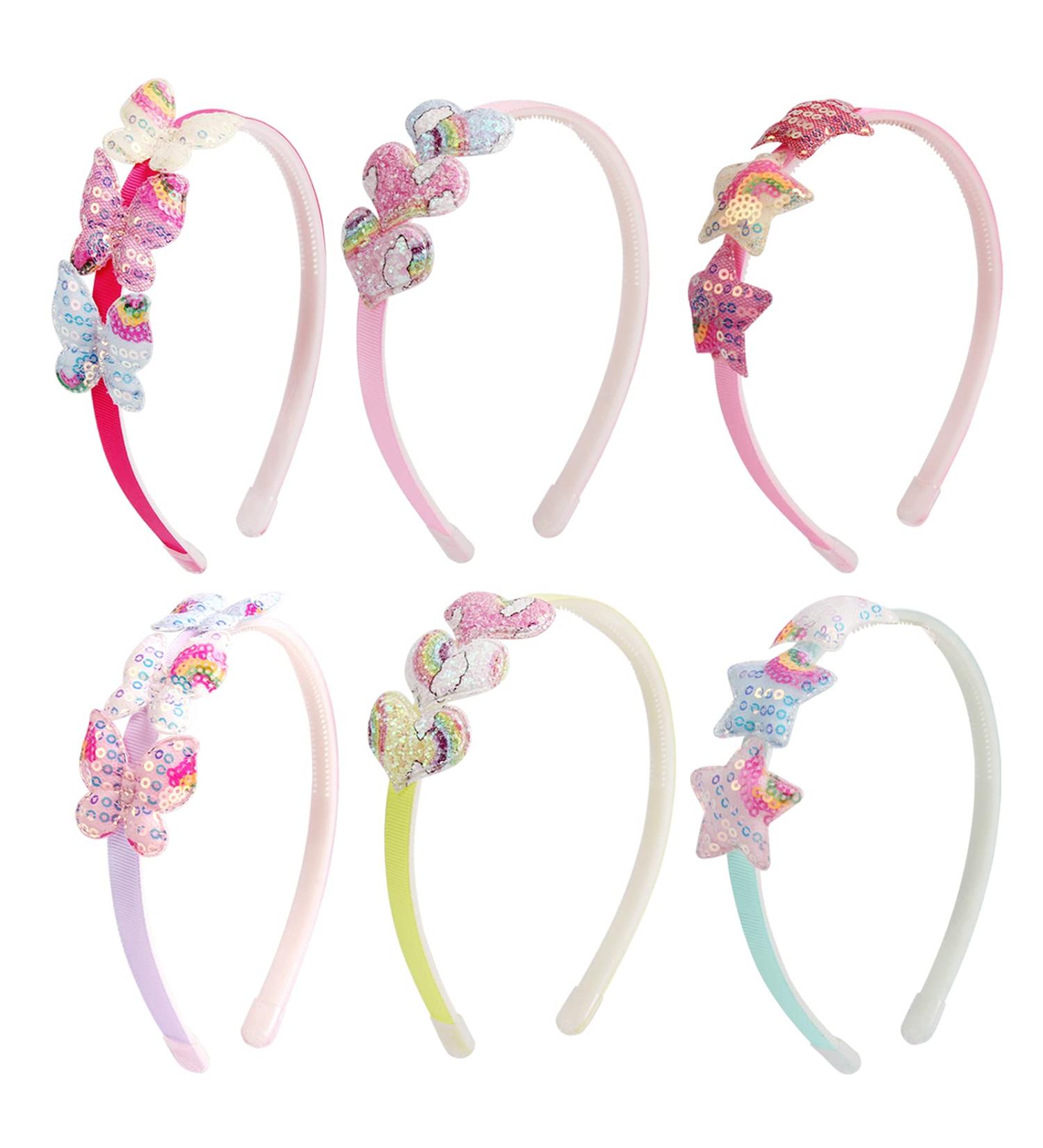 Fishdown Girls Glitter Headbands - 6Pcs Toddler Sequin Non-slip Hair Bands for Kids, Multicolor - Buy Online on SooperMarket.com