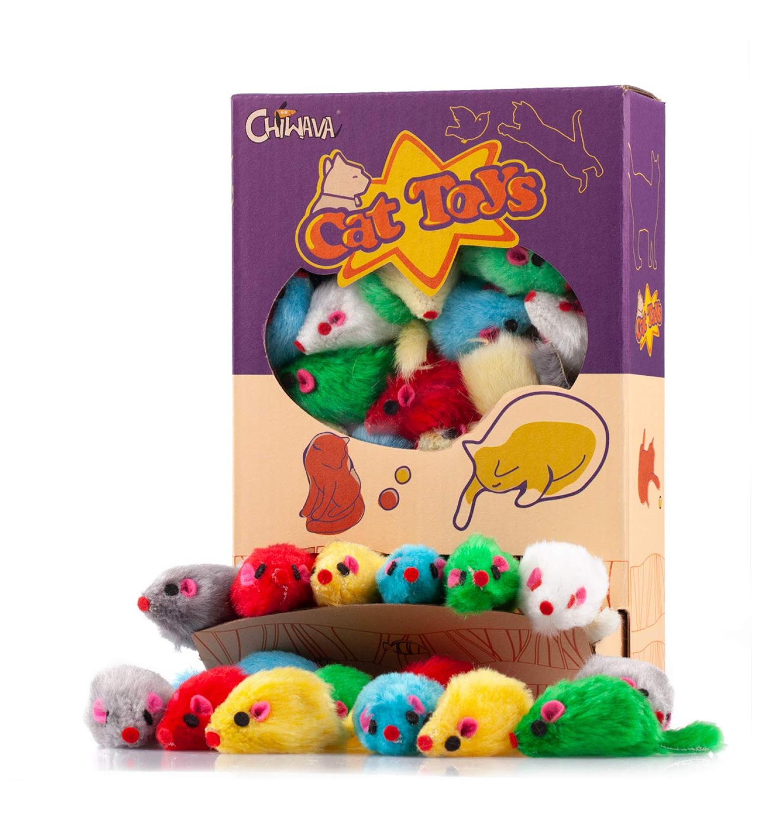 CHIWAVA 4.1'' Furry Cat Toy Mice Rattle - Interactive Play Assorted Color - 36PCS - Buy Online on SooperMarket.com