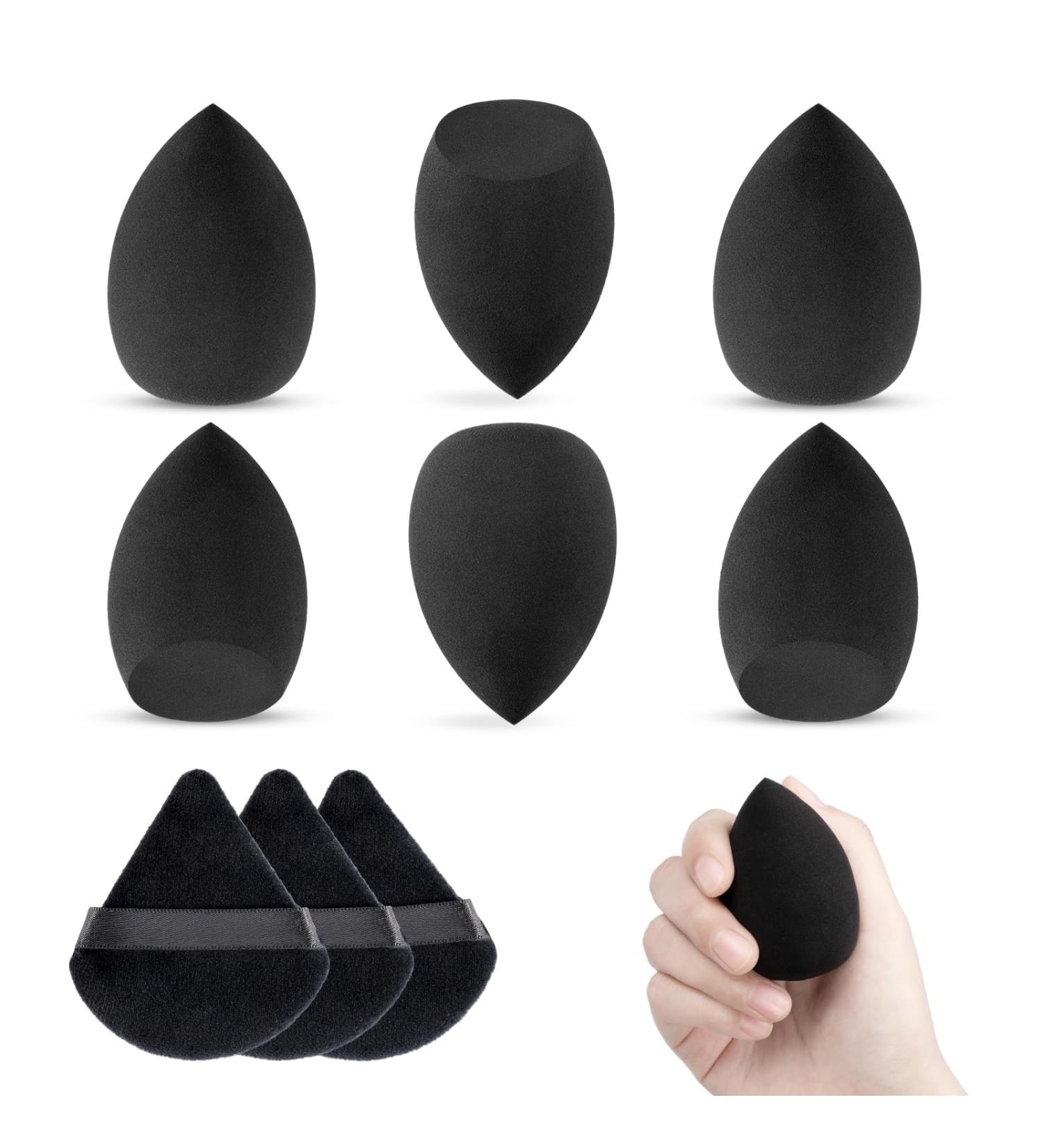 Make Up Sponge Set with Powder Puff Triangle 6 Pieces Makeup Sponges Beauty Sponge Black for Blending Liquid Foundation Powder Reusable Soft Powder Puff - Buy Online on SooperMarket.com