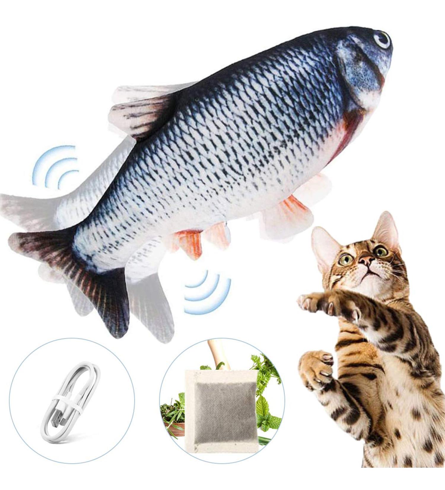 Floppy Fish Cat Toy - Interactive Catnip Toy for Indoor Cats | Realistic Plush Simulation, Washable, Perfect for Biting and Kicking | Grass Carp Design - Buy Online on SooperMarket.com