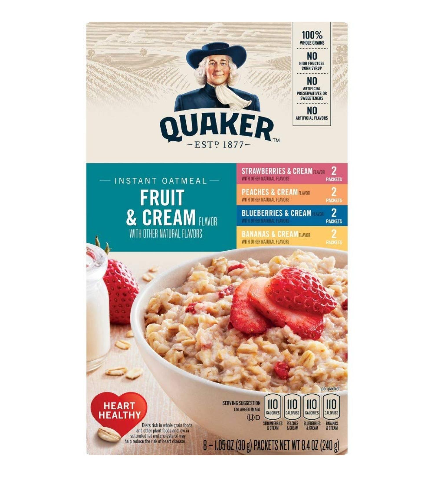 Quaker Instant Oatmeal Fruit & Cream 8 Sachet Box 240g (8.4 OZ)