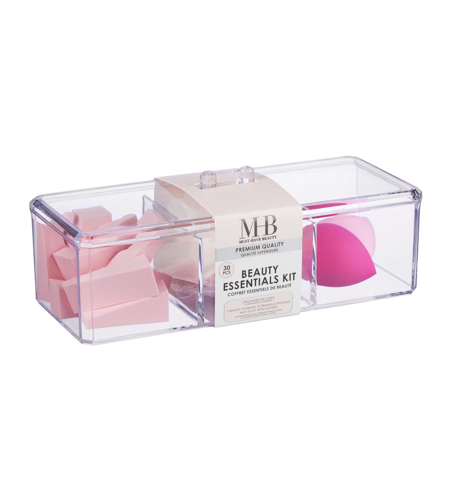 EXPRESSIONS 30pc Beauty Essentials Kit - Includes Beauty Blenders Makeup Sponges & Lip Applicators w/Organizer - Assorted Cosmetic Applicator Set | Professional Beauty Tools + Accessories - Buy Online on SooperMarket.com