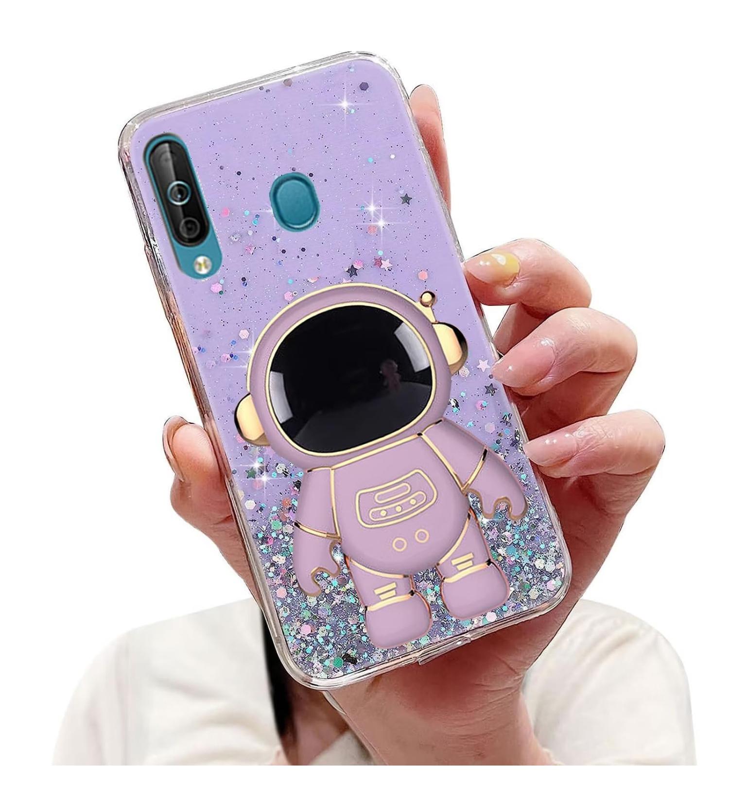 Tivenfezk Nadoli Astronaut Glitter Stand Case for Samsung Galaxy A40 - Soft Silicone Bling Protective Cover - Purple - Buy Online on SooperMarket.com