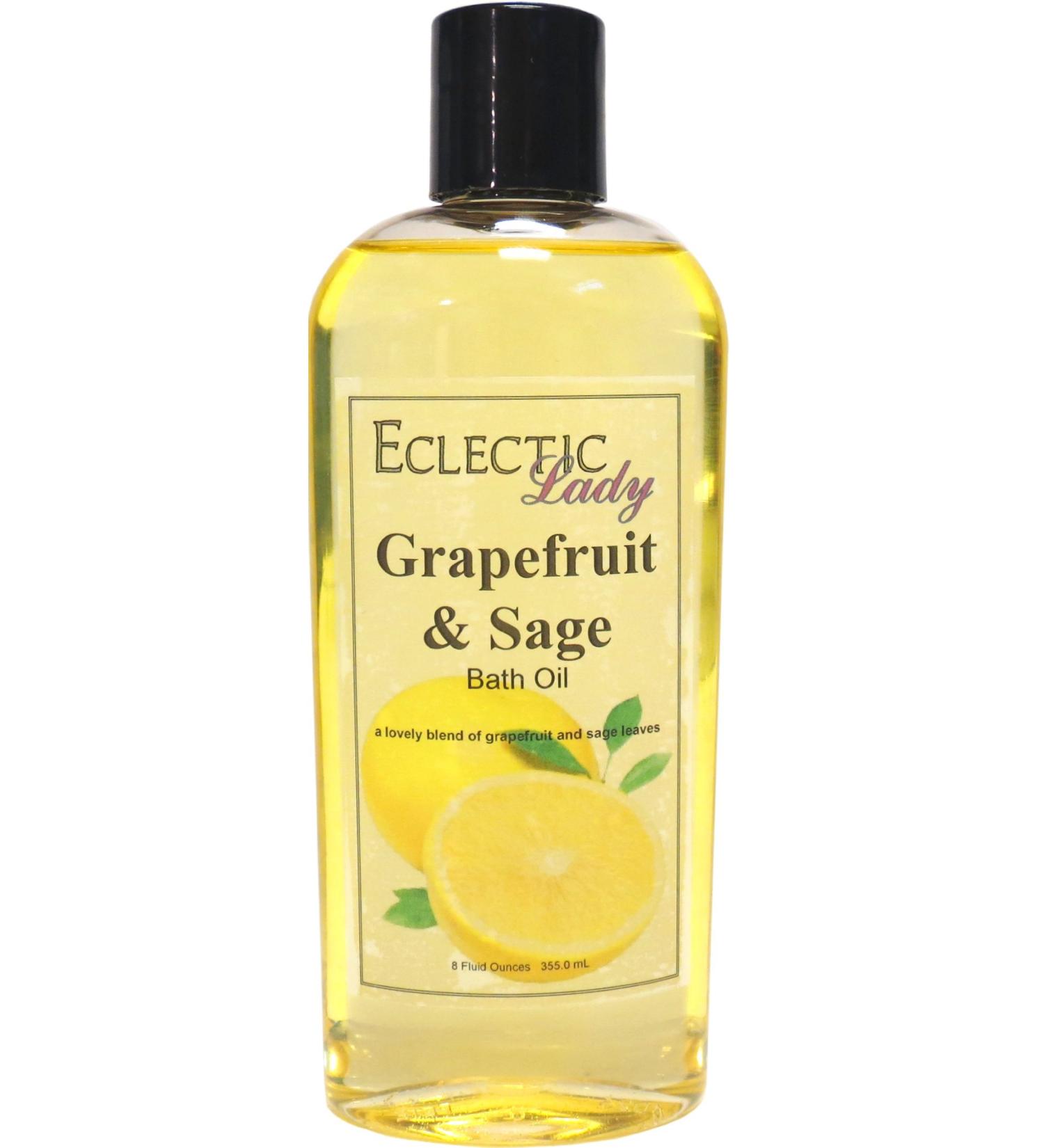 Grapefruit & Sage Bath Oil by Eclectic Lady | Scented Moisturizing & Nourishing Body Oil for Dry Skin | Relaxing Bath Oil - 8 oz - Buy Online on SooperMarket.com