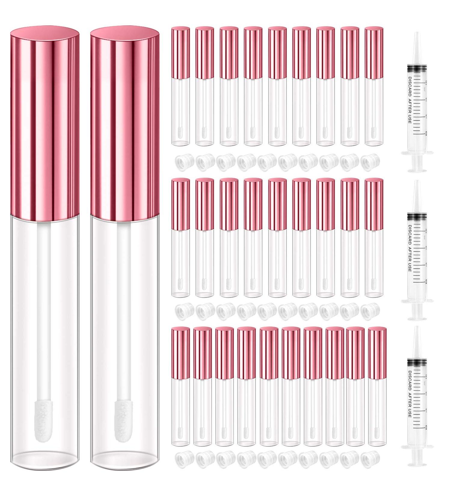 30 Pcs Clear Lip Gloss Tube Containers Bulk with Rubber Insert - 10ml Empty Pink Lip Oil Tubes for DIY Makeup and Homemade Lip Balm - Buy Online on SooperMarket.com