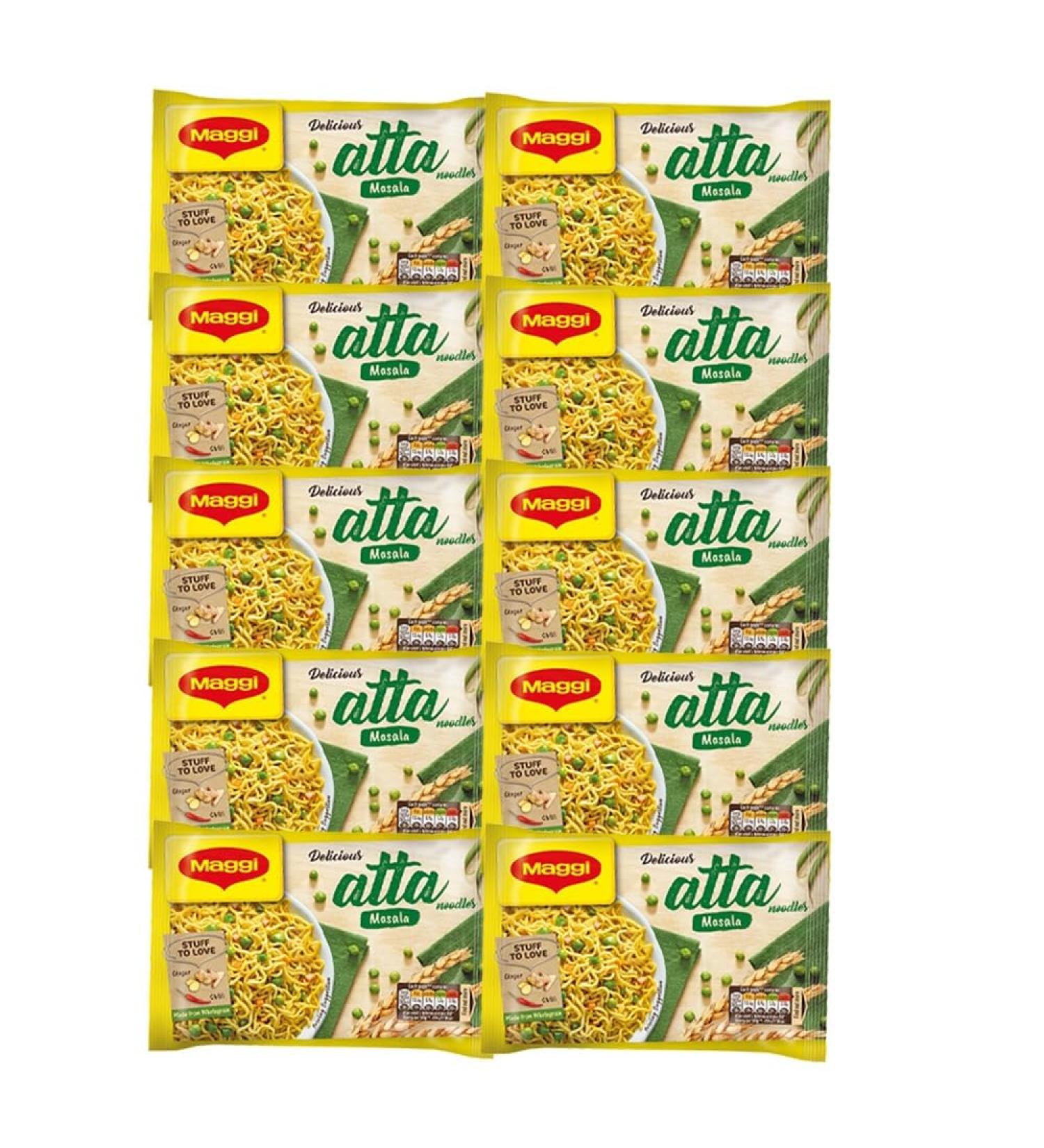 Maggi Vegetable Atta Noodles |75G | Noodles with 20 Spices & Herbs | Quick Cook Ready in 2 Minutes | Instant Mix Noodles | (Pack of 10) - Buy Online on SooperMarket.com