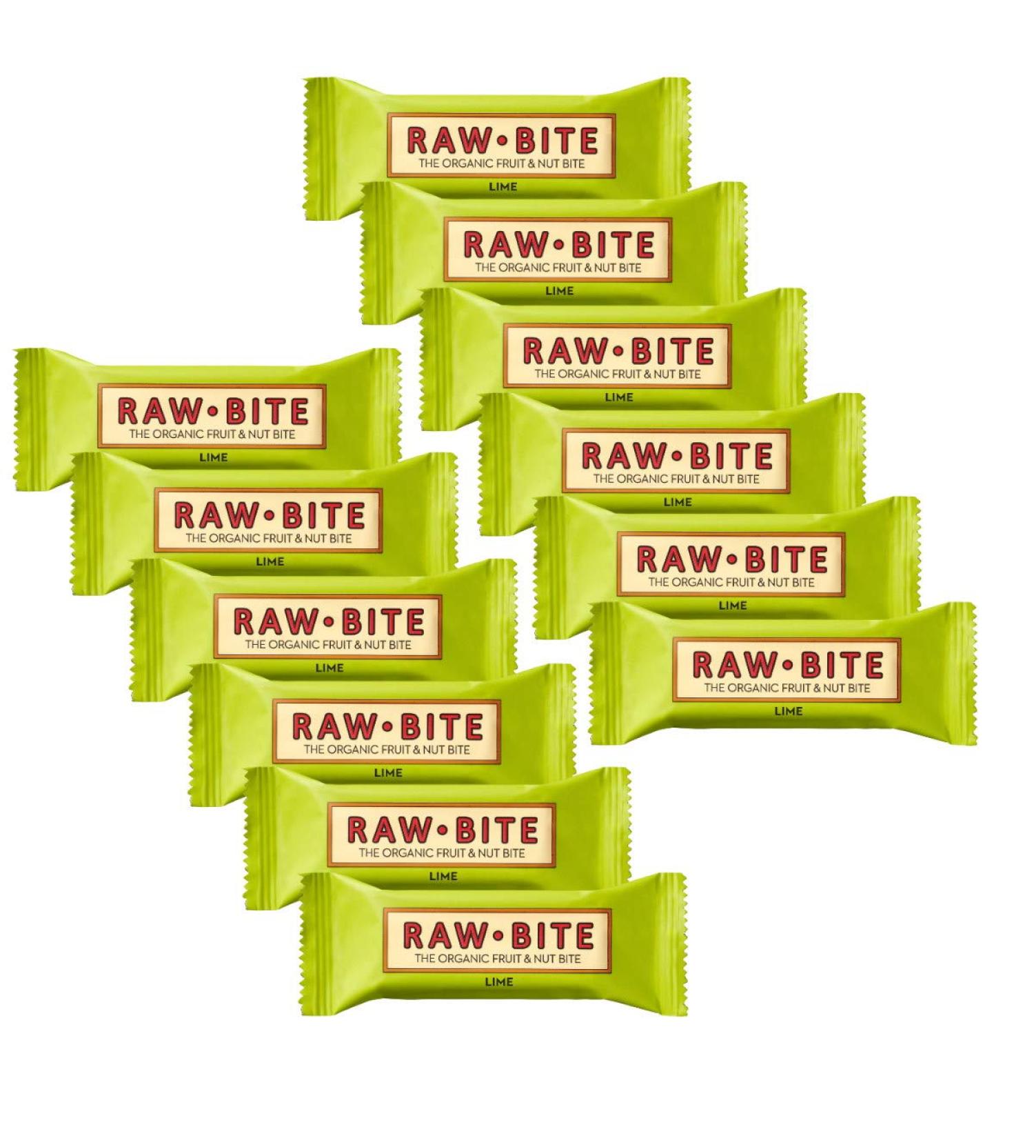 Raw Bite Lime Bar - Fruit-Nut Snack with Ginger & Chili | 12 x 50g Pack - Healthy Energy Bar - Buy Online on SooperMarket.com