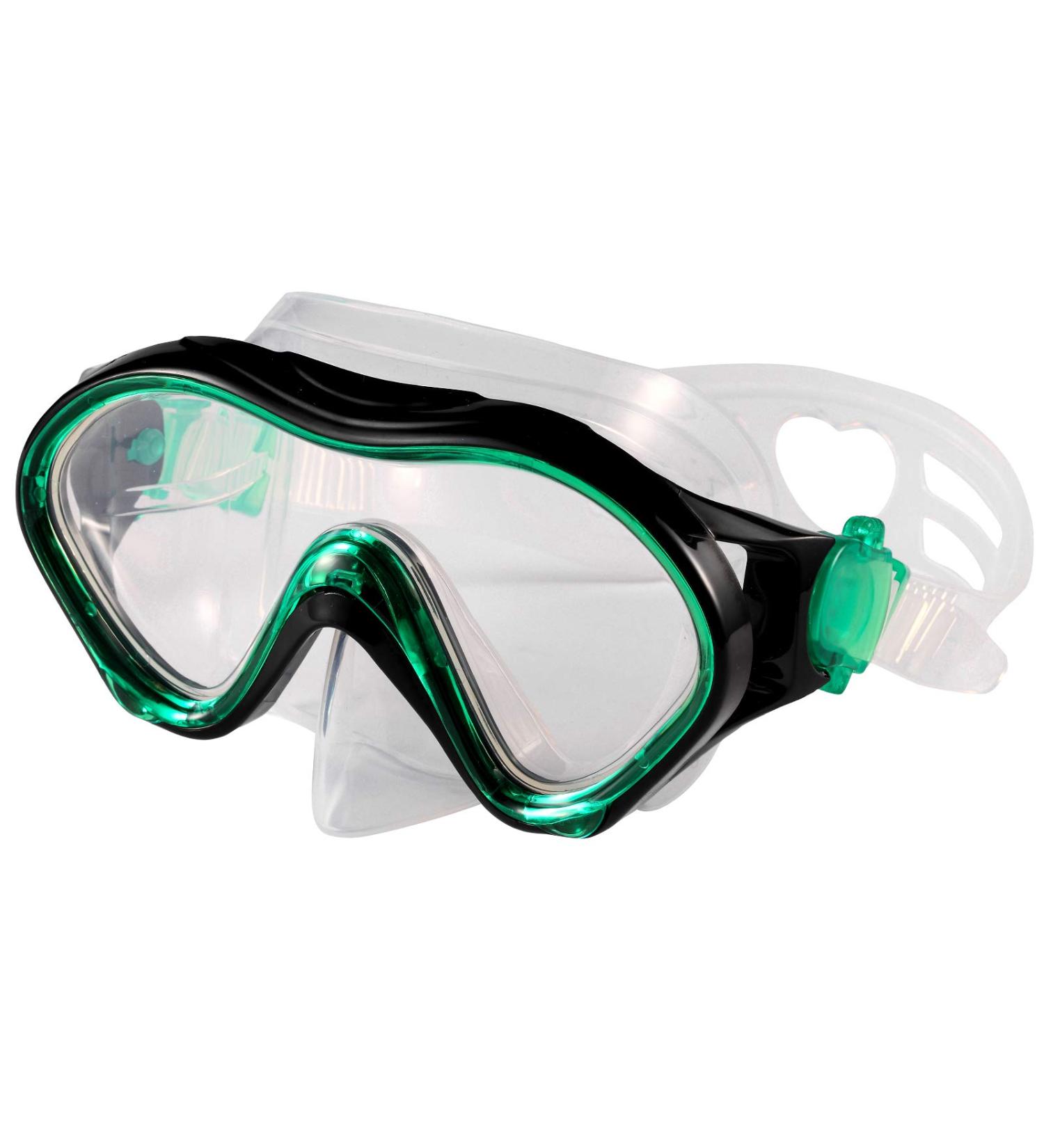 Kids Swim Mask with Nose Cover | Snorkel Diving Mask for Scuba Snorkeling | Anti-Fog Lens | Waterproof Socket | 180 View Angle | Black/Green - Buy Online on SooperMarket.com