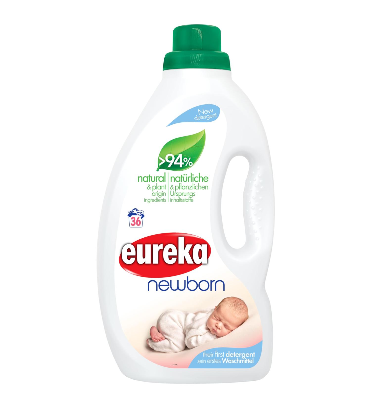 Eureka Newborn Liquid Detergent 1.8L - 94% Natural Ingredients for Newborn Clothes - Buy Online on SooperMarket.com