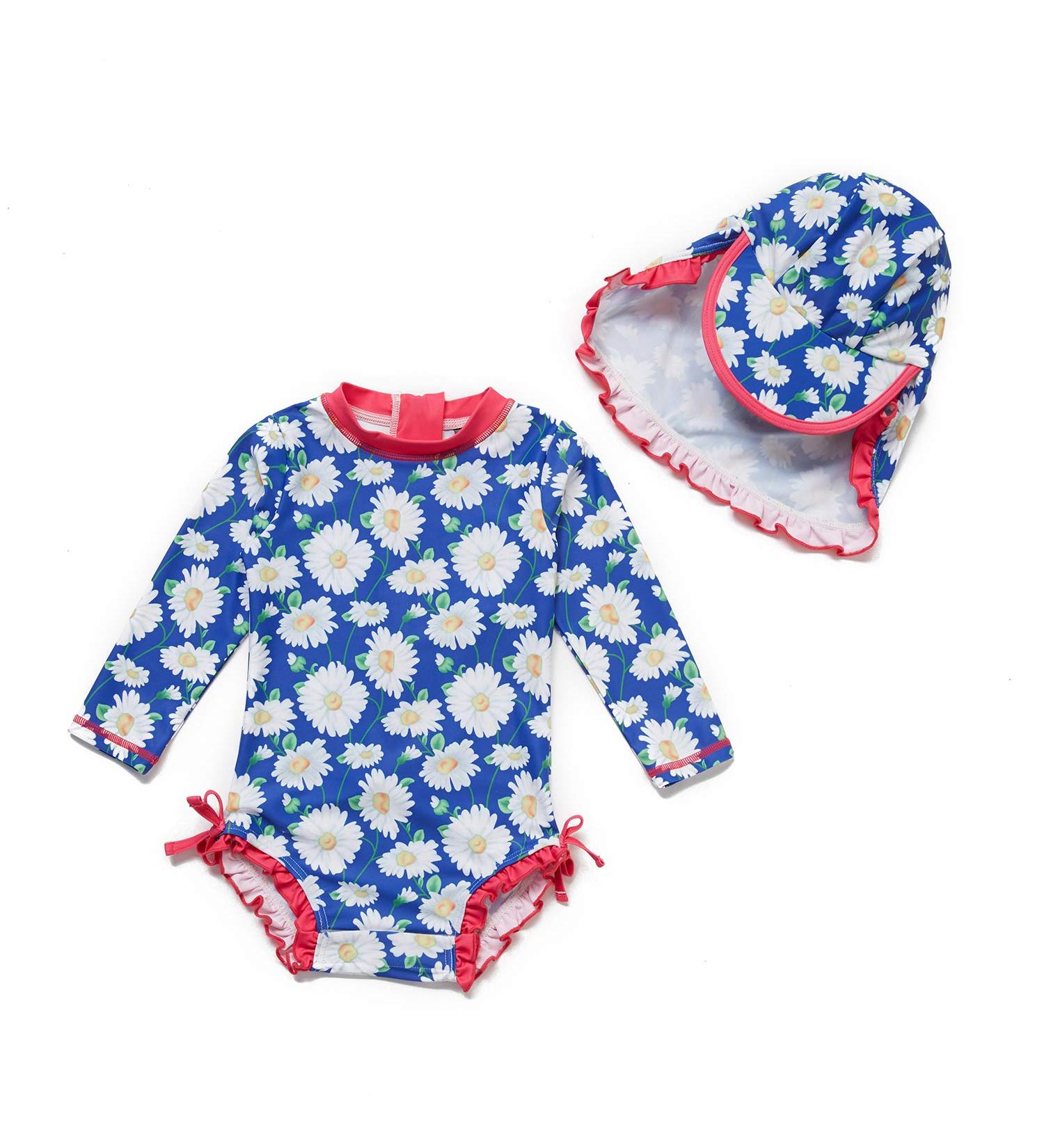 BONVERANO Baby Girl Long-Sleeve Swimsuit UPF 50+ Sun Protection - Daisy 2 - Size 2-3 Years - Buy Online on SooperMarket.com