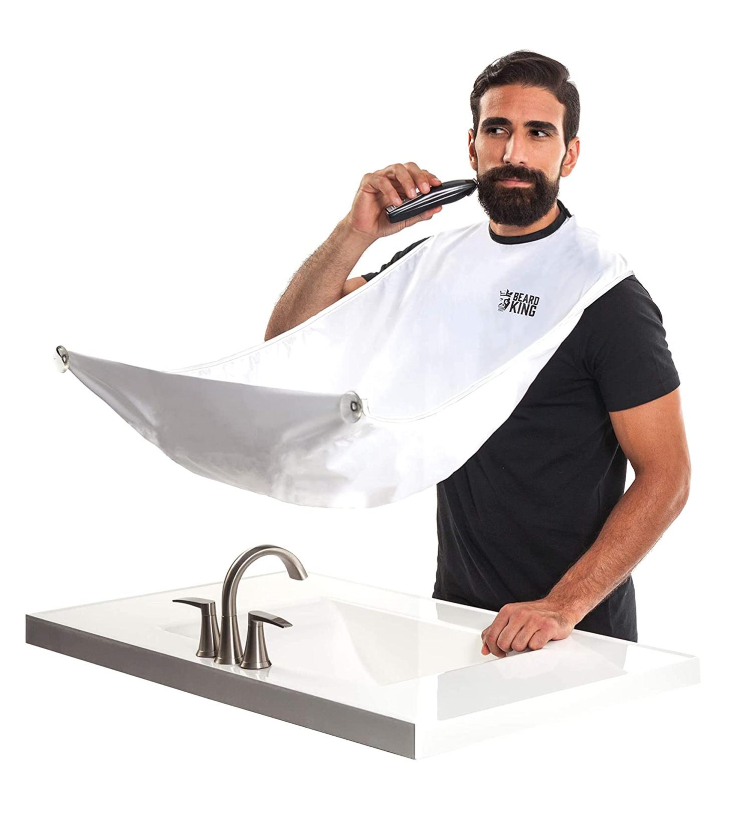 Beard King Beard Bib Apron for Men - Original Cape As Seen on Shark Tank - Hair Catcher for Shaving & Trimming - Grooming Gifts for Dad or Husband - White - Buy Online on SooperMarket.com