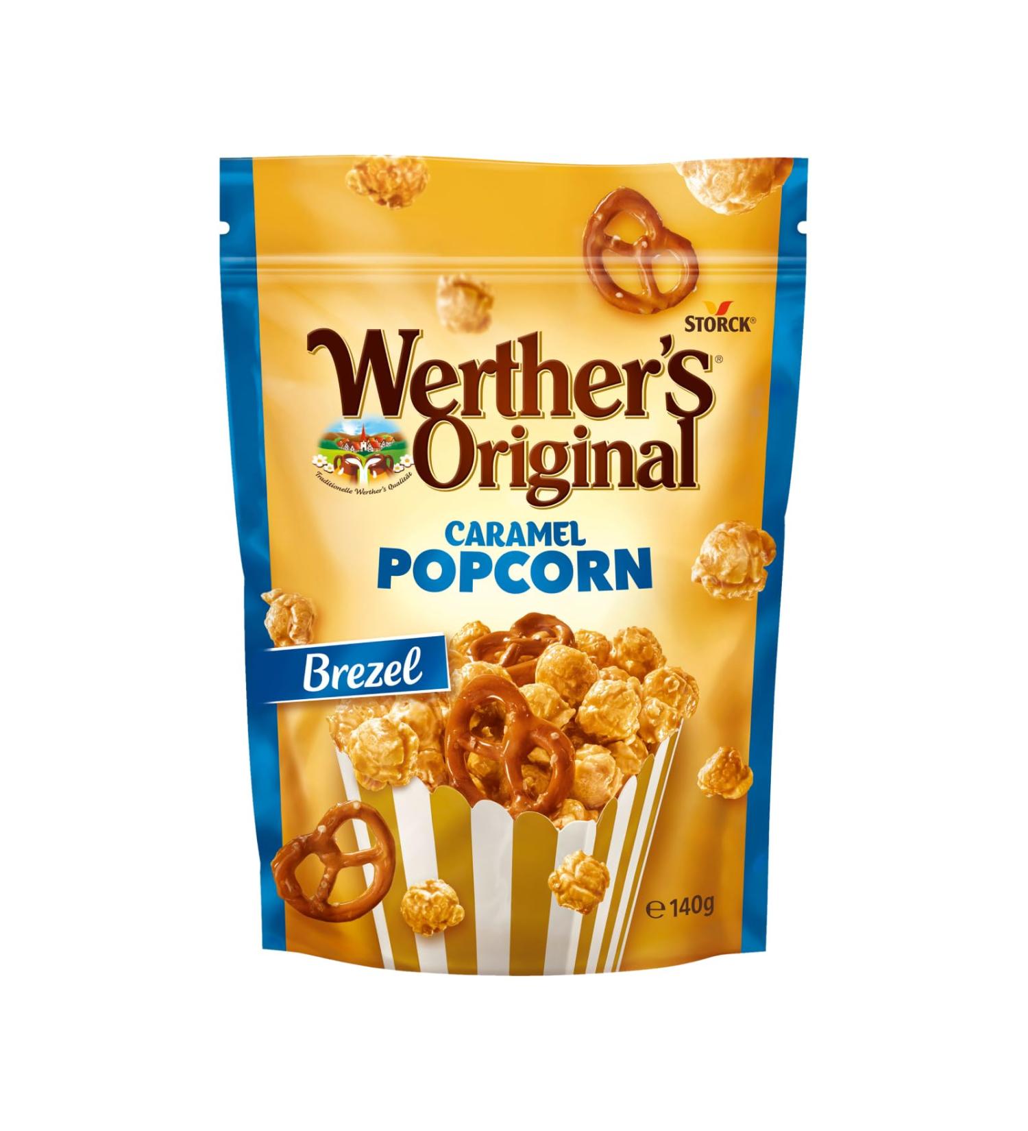 Werther's Original Caramel Popcorn Pretzel 140g - Creamy Caramel Sea Salt Coated Snack - International Shipping - Buy Online on SooperMarket.com