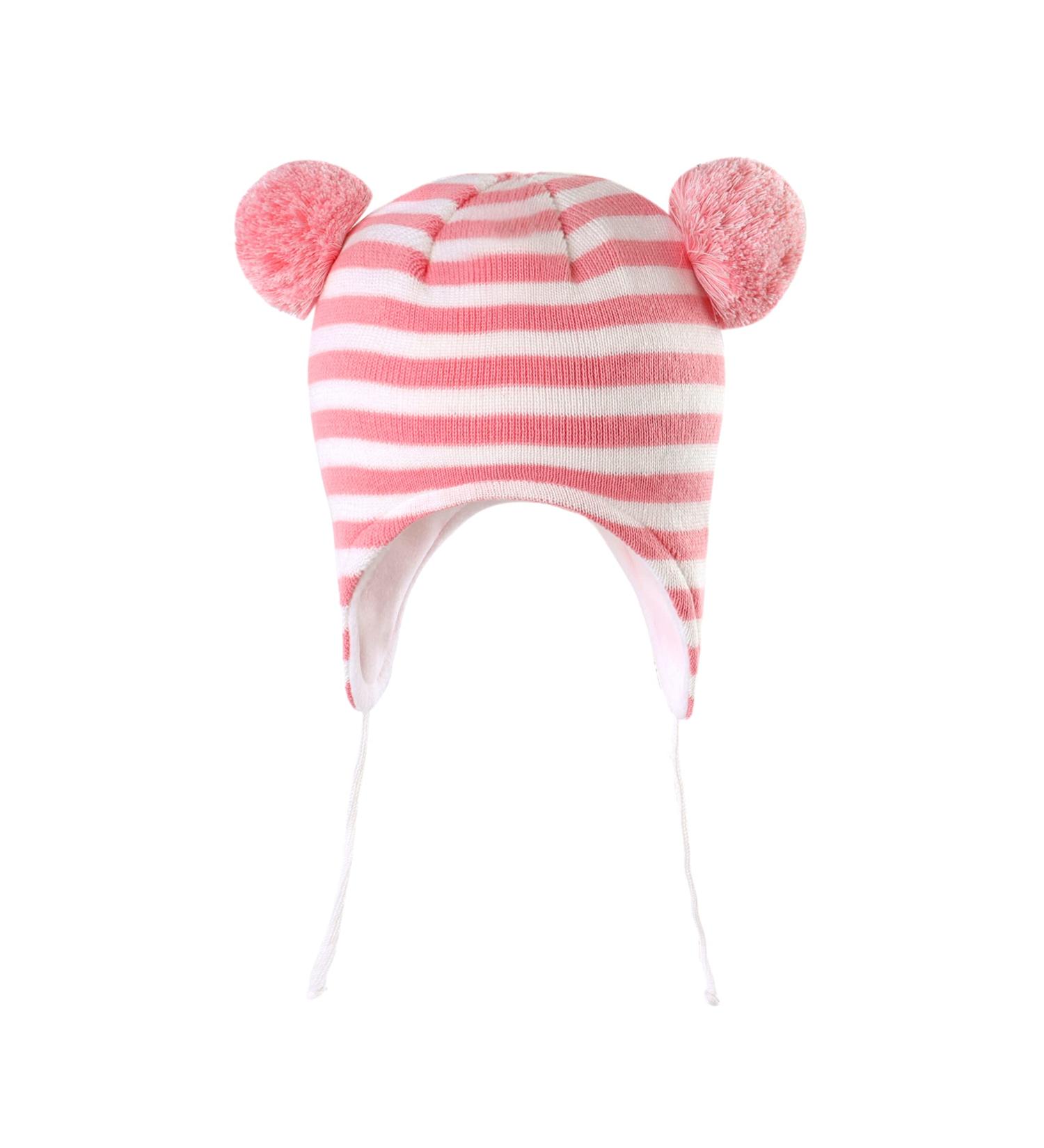 LANGZHEN Toddler Winter Hat Earflap Knit Cap Fleece Lined Beanie 6-12 Months Pink-Stripe - Buy Online on SooperMarket.com